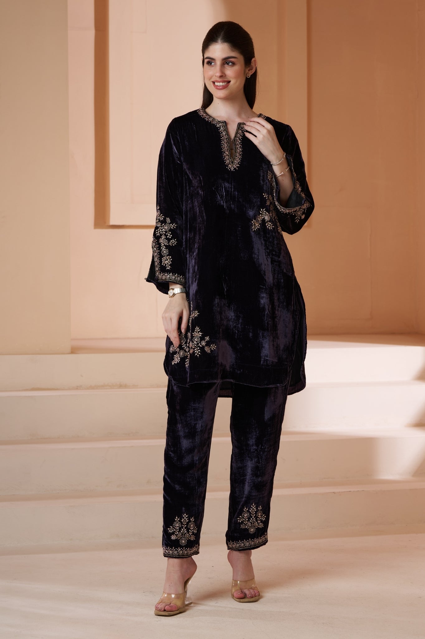 Taroob Hand Embellished Velvet Co-ord Set