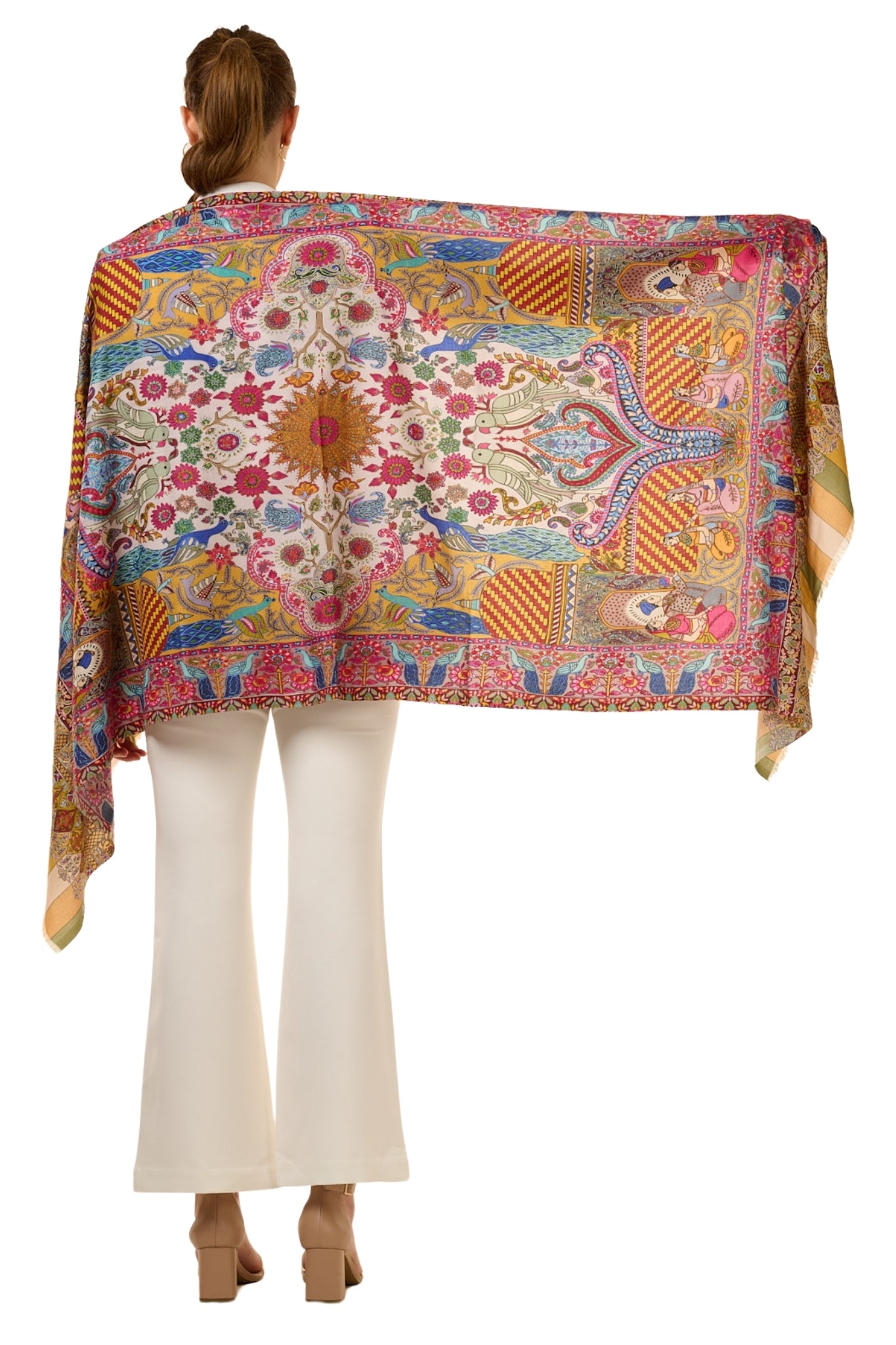 Taroob Royal Raj-Darbar Fine Wool Kalamkari Stole