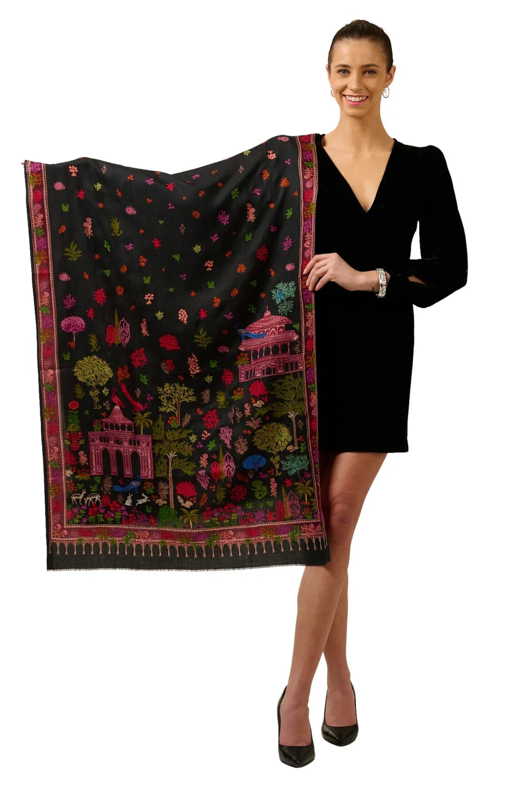 Taroob Couple Gift of Authentic Wool Kalamkari Stole for Her & Pocket Square for Him