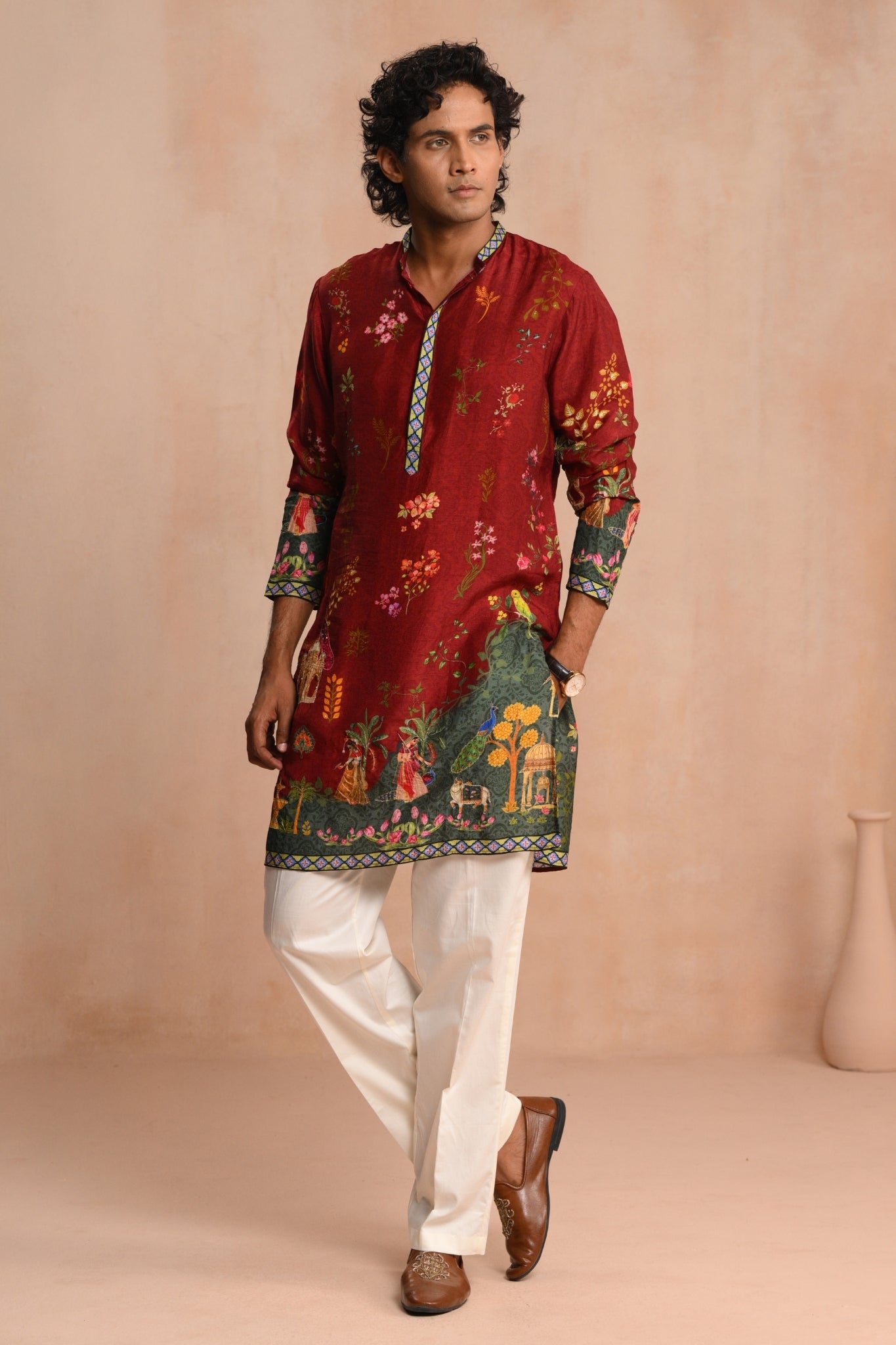 Dark Red Jashn-e-Bahar Embroidered Kurta Pajama Set