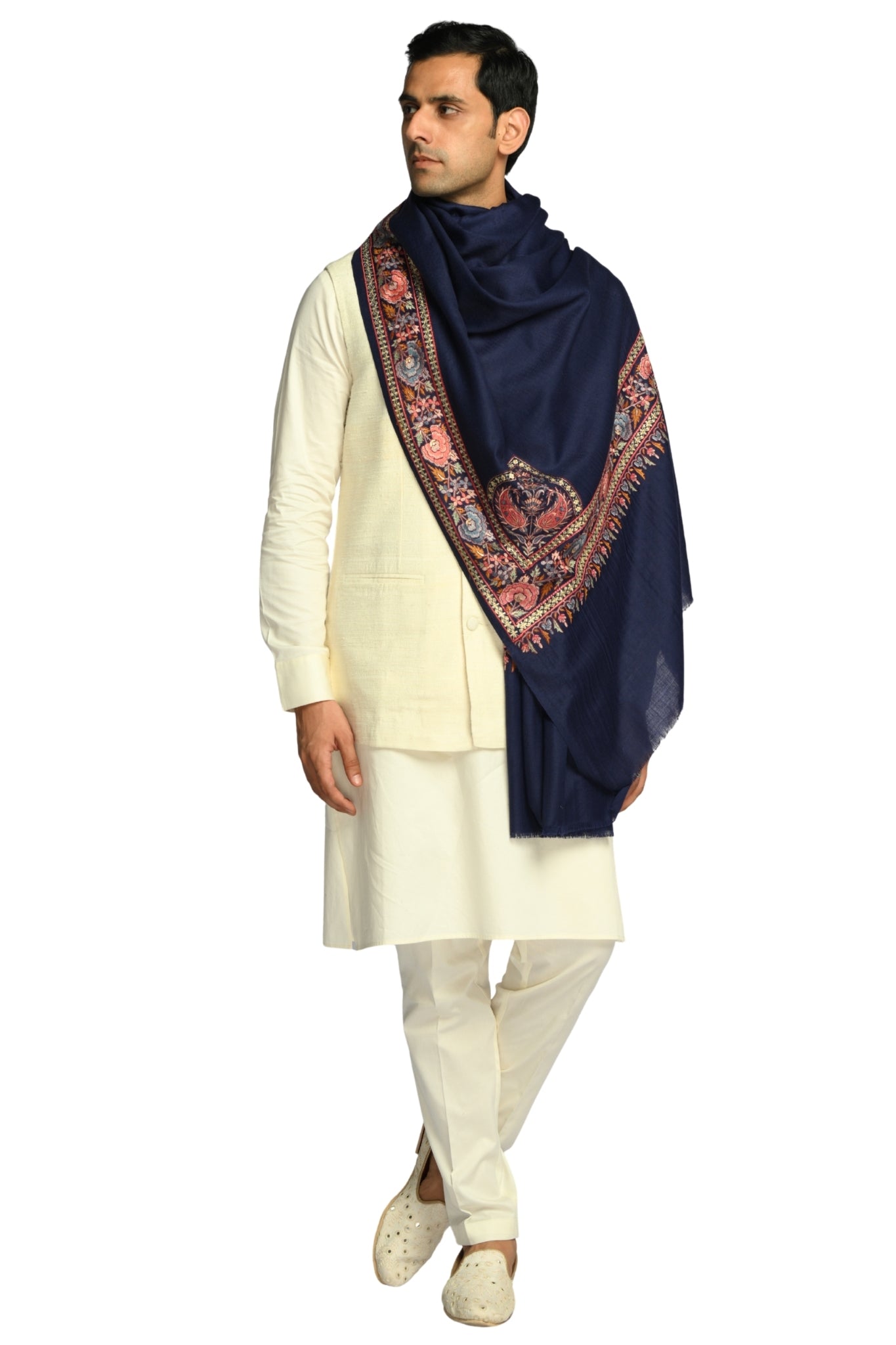 Taroob Sozni Floral Embroiderd Border Shawl