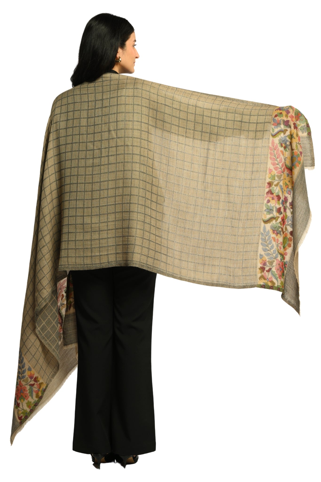 Taroob Kaani Windowpane Wool Stole