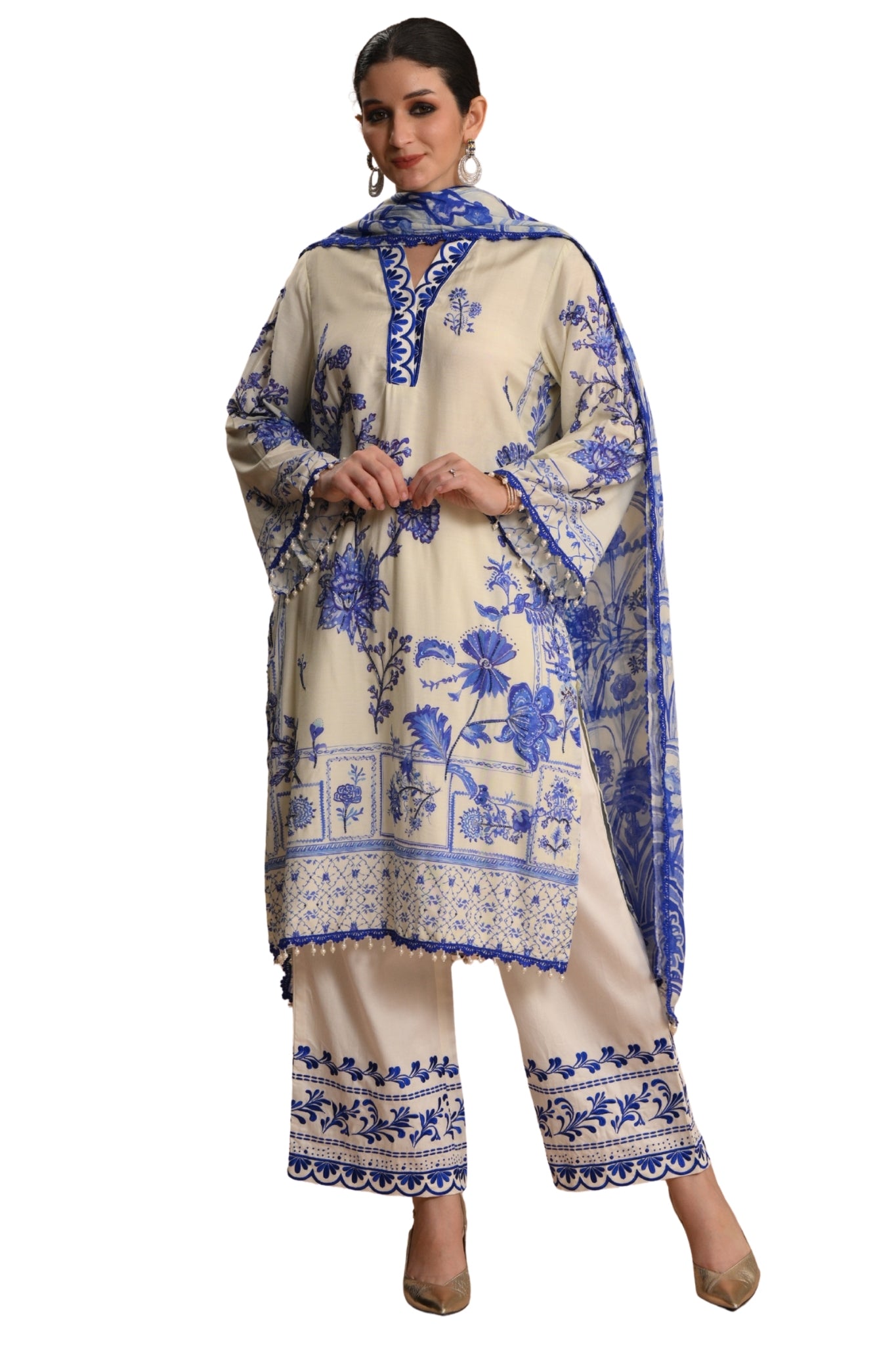 Blue Gulposh EmrboideredKurta Set Taroob