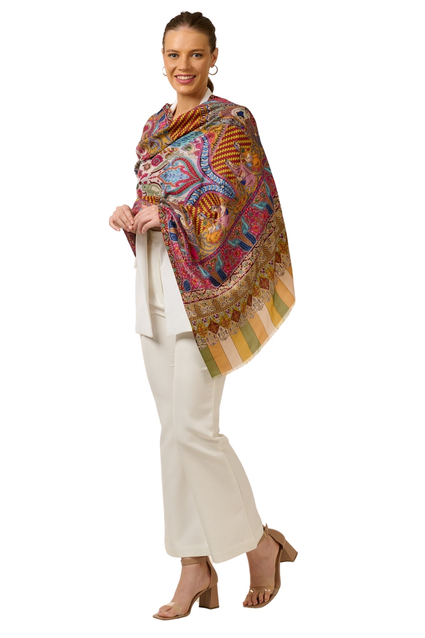 Taroob Royal Raj-Darbar Fine Wool Kalamkari Stole