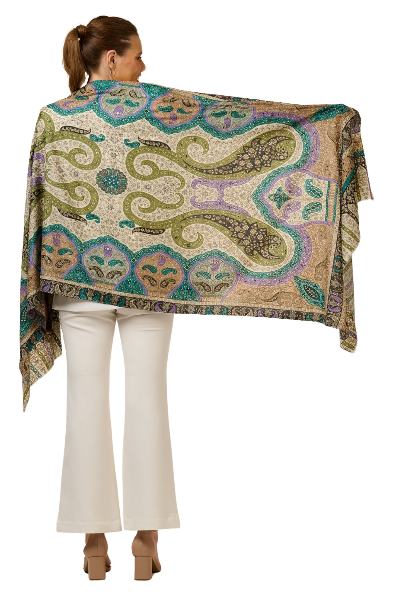 Taroob Rich Paisley Wool Kalamkari Stole