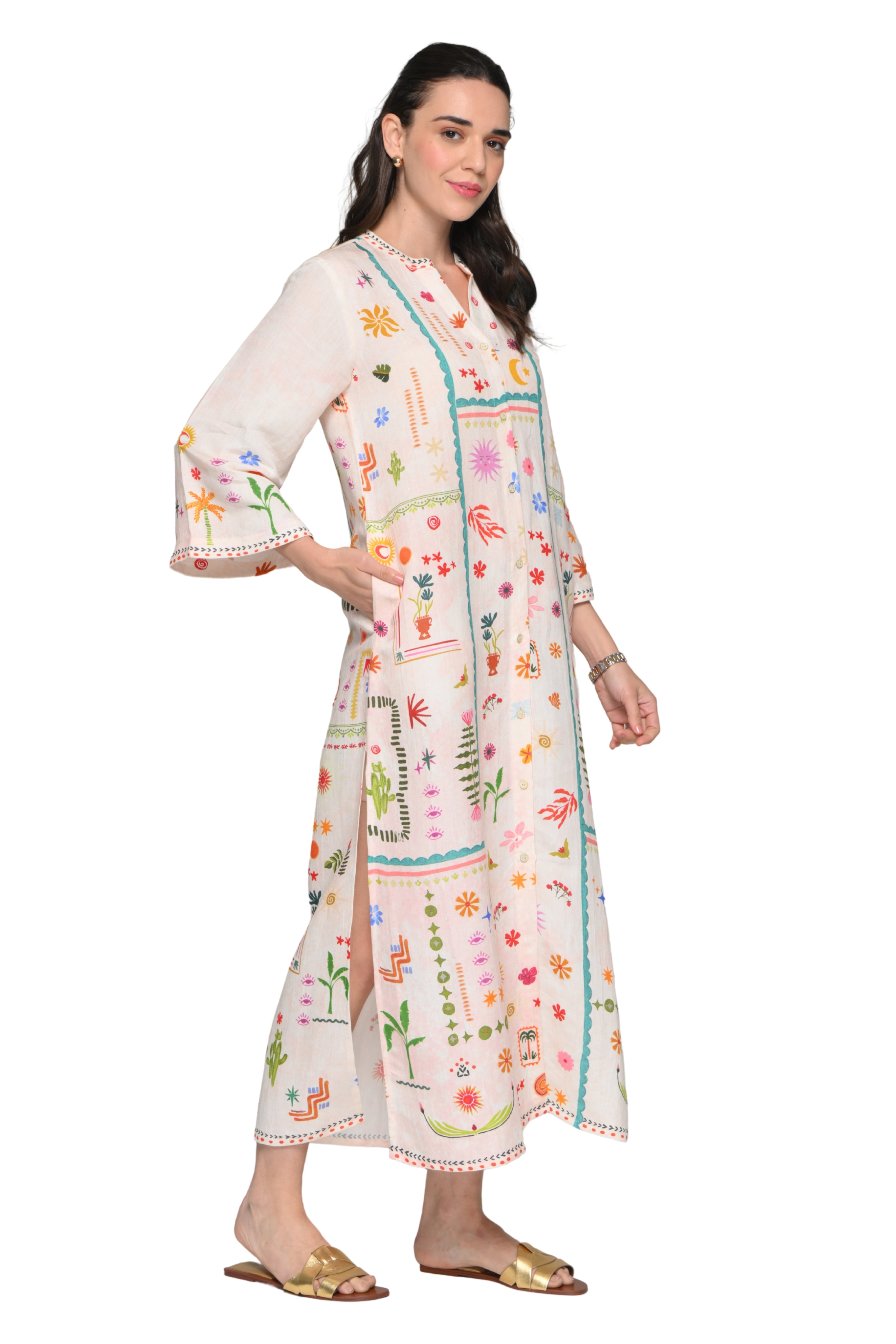 Taroob Desert Wink Linen Maxi Dress