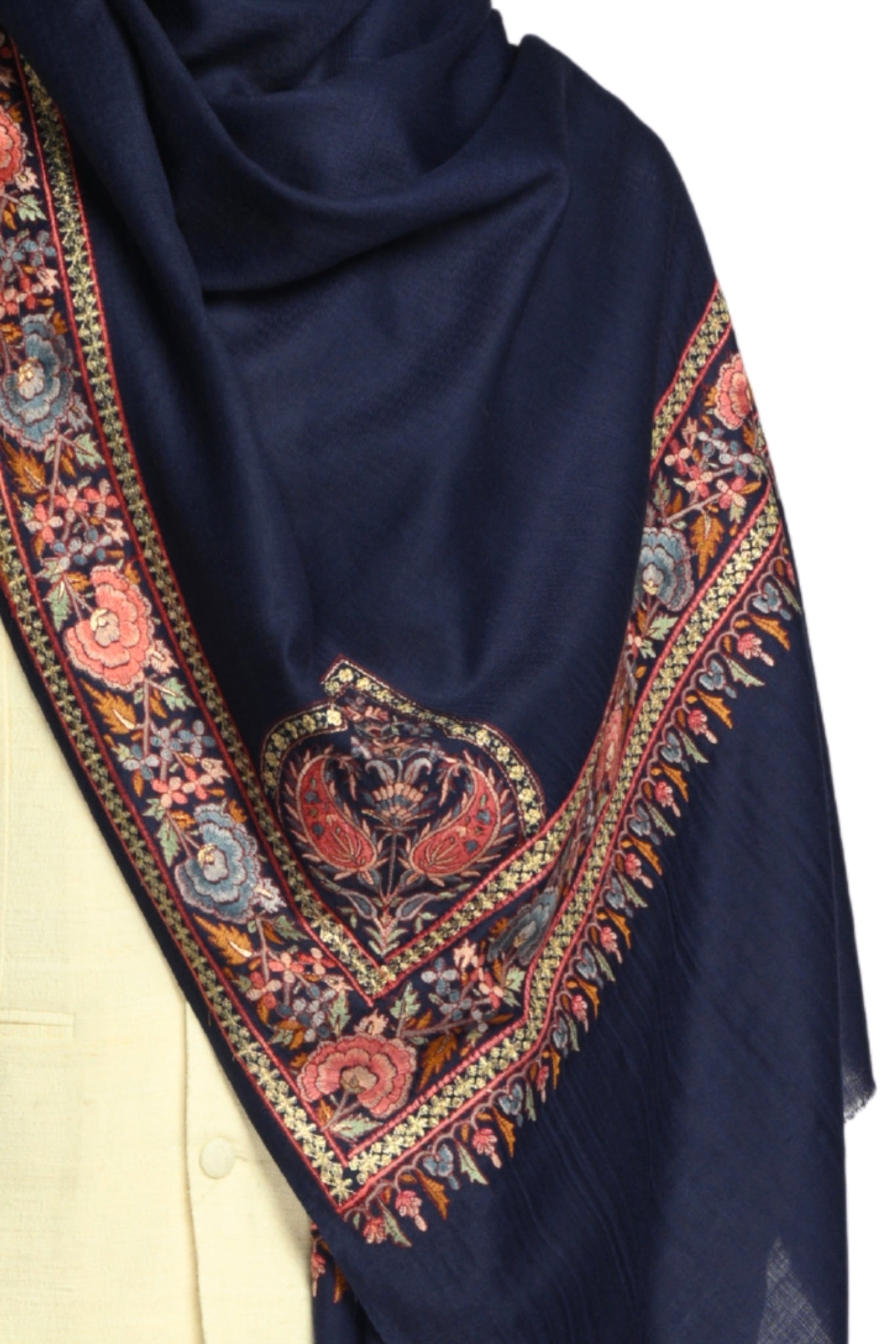 Taroob Sozni Floral Embroiderd Border Shawl
