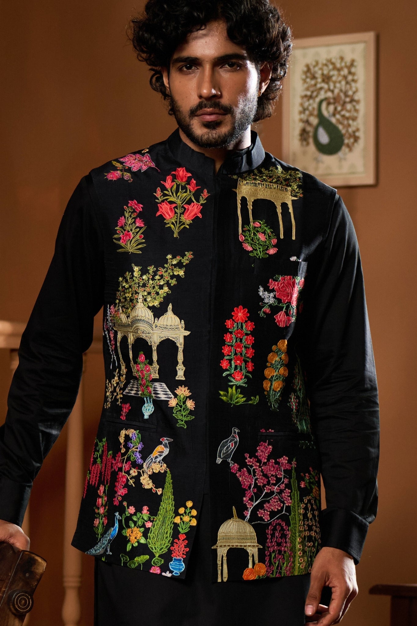 Taroob Darbar-e-Rooh Kalamkari Nehru Jacket