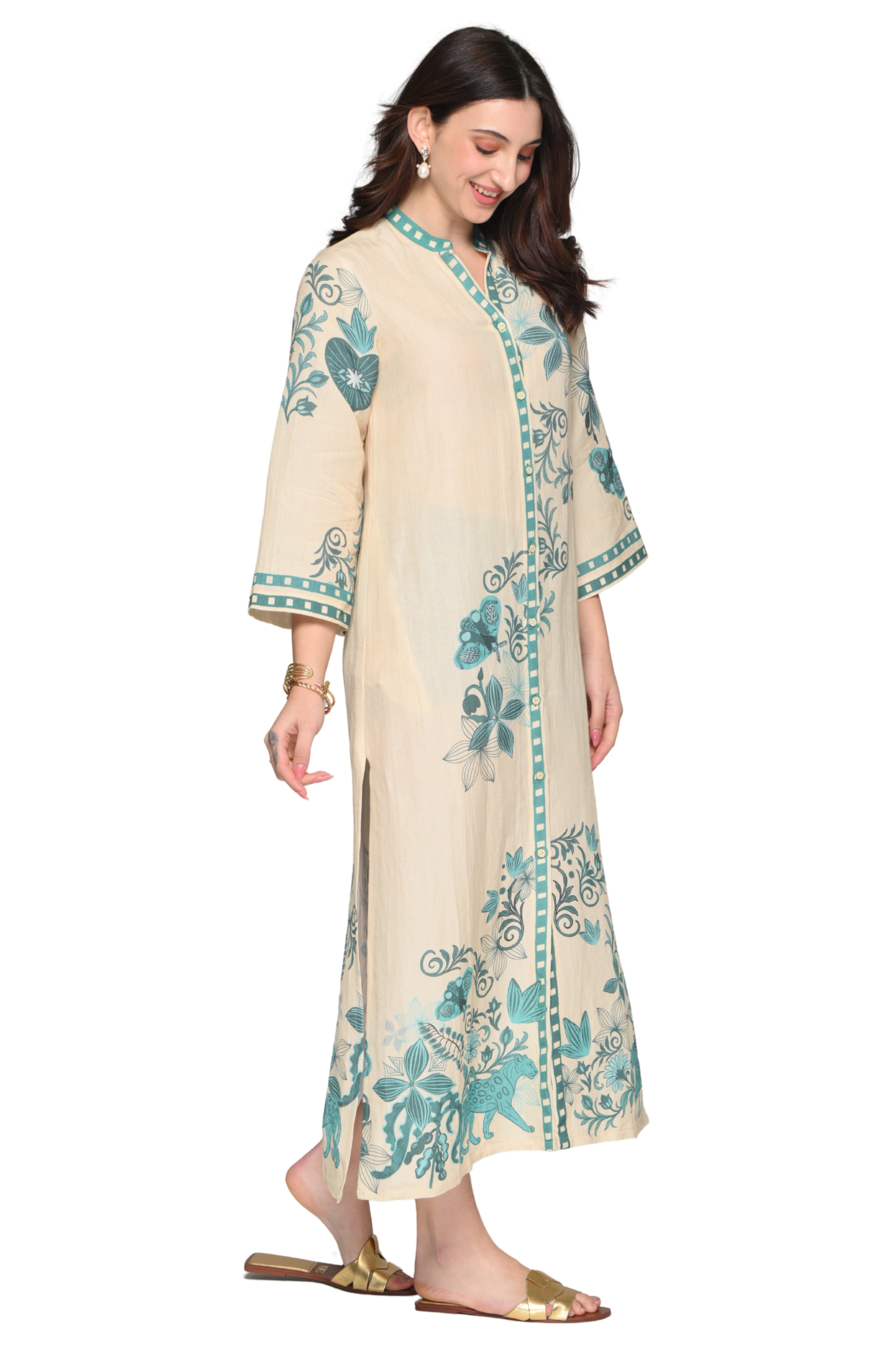 Taroob Panthera Petal Linen Maxi Dress