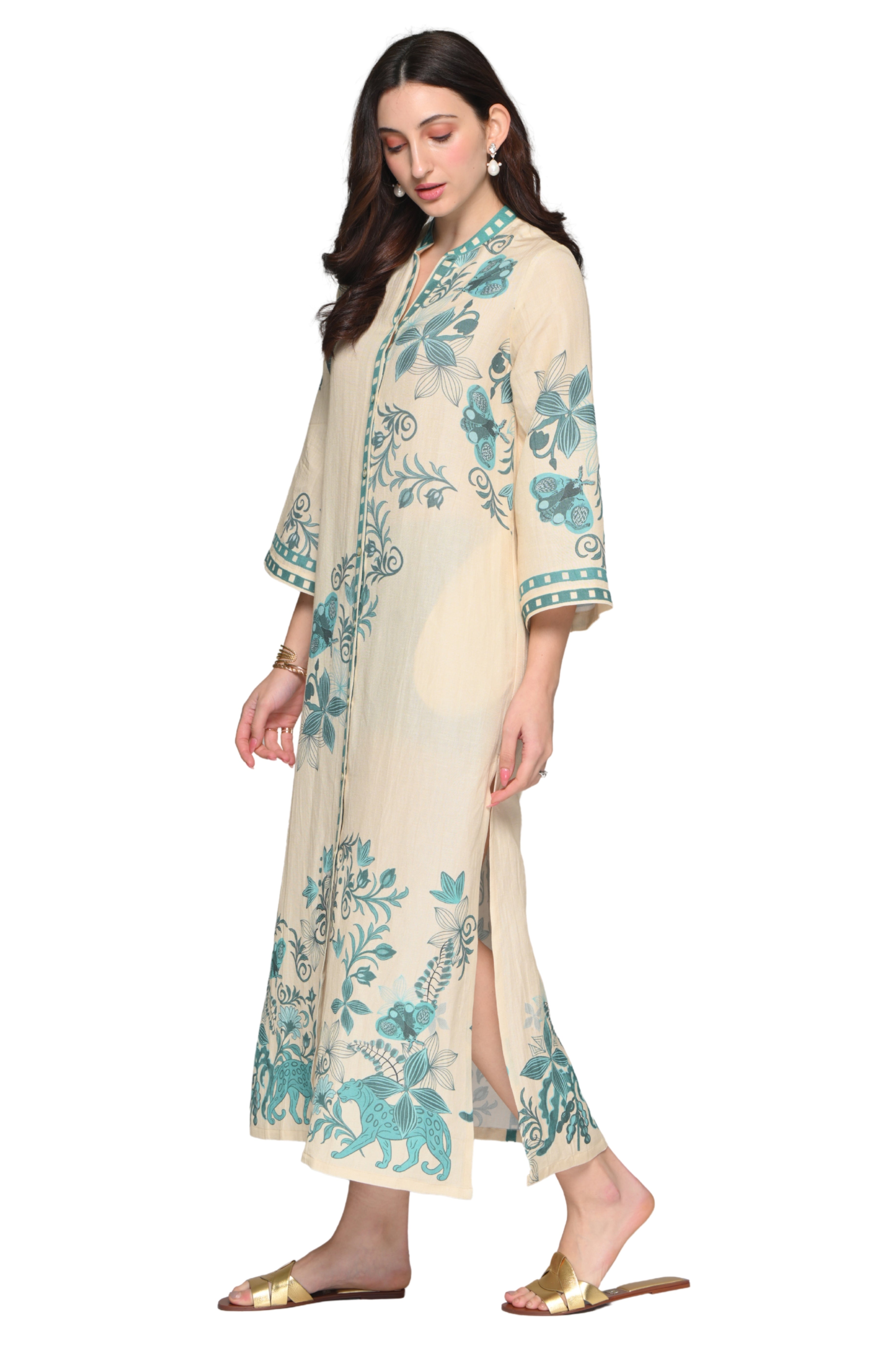 Taroob Panthera Petal Linen Maxi Dress