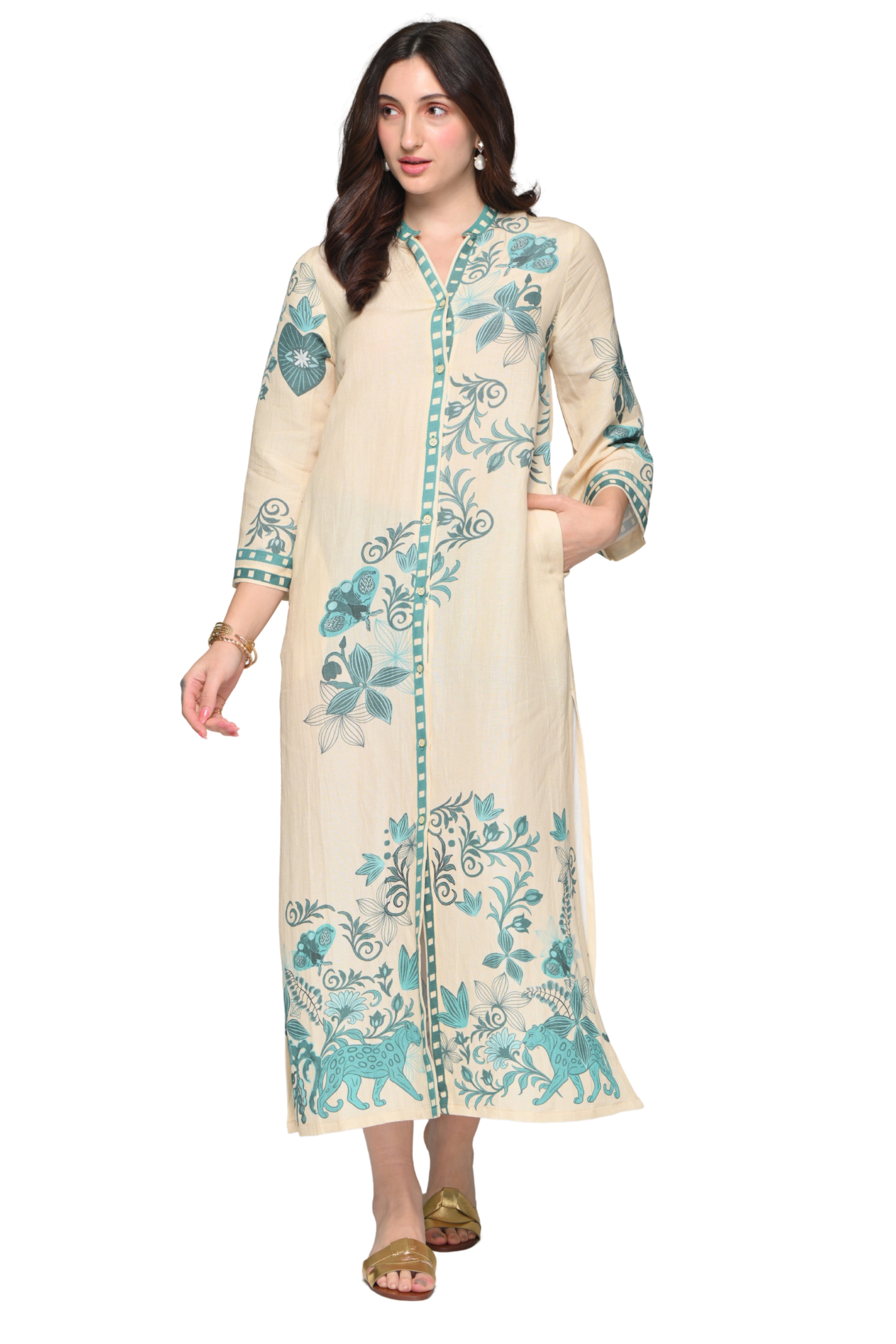 Taroob Panthera Petal Linen Maxi Dress