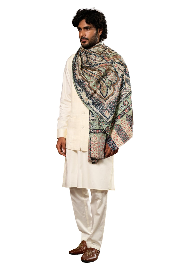 Taroob Splendid Paisley Wool Kalamkari Shawl
