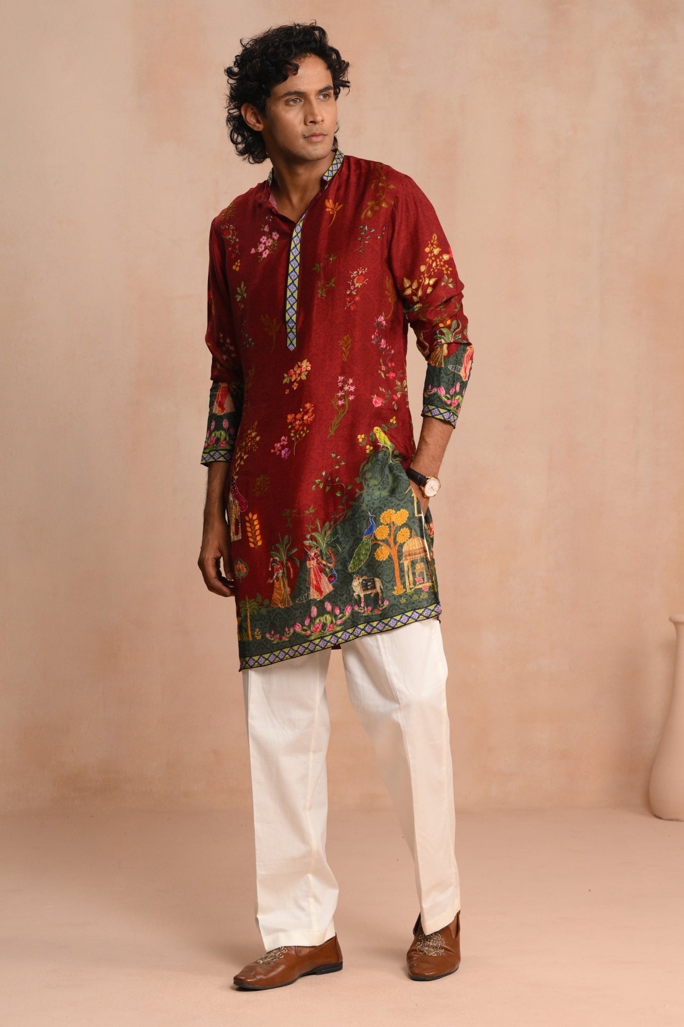 Dark Red Jashn-e-Bahar Embroidered Kurta Pajama Set