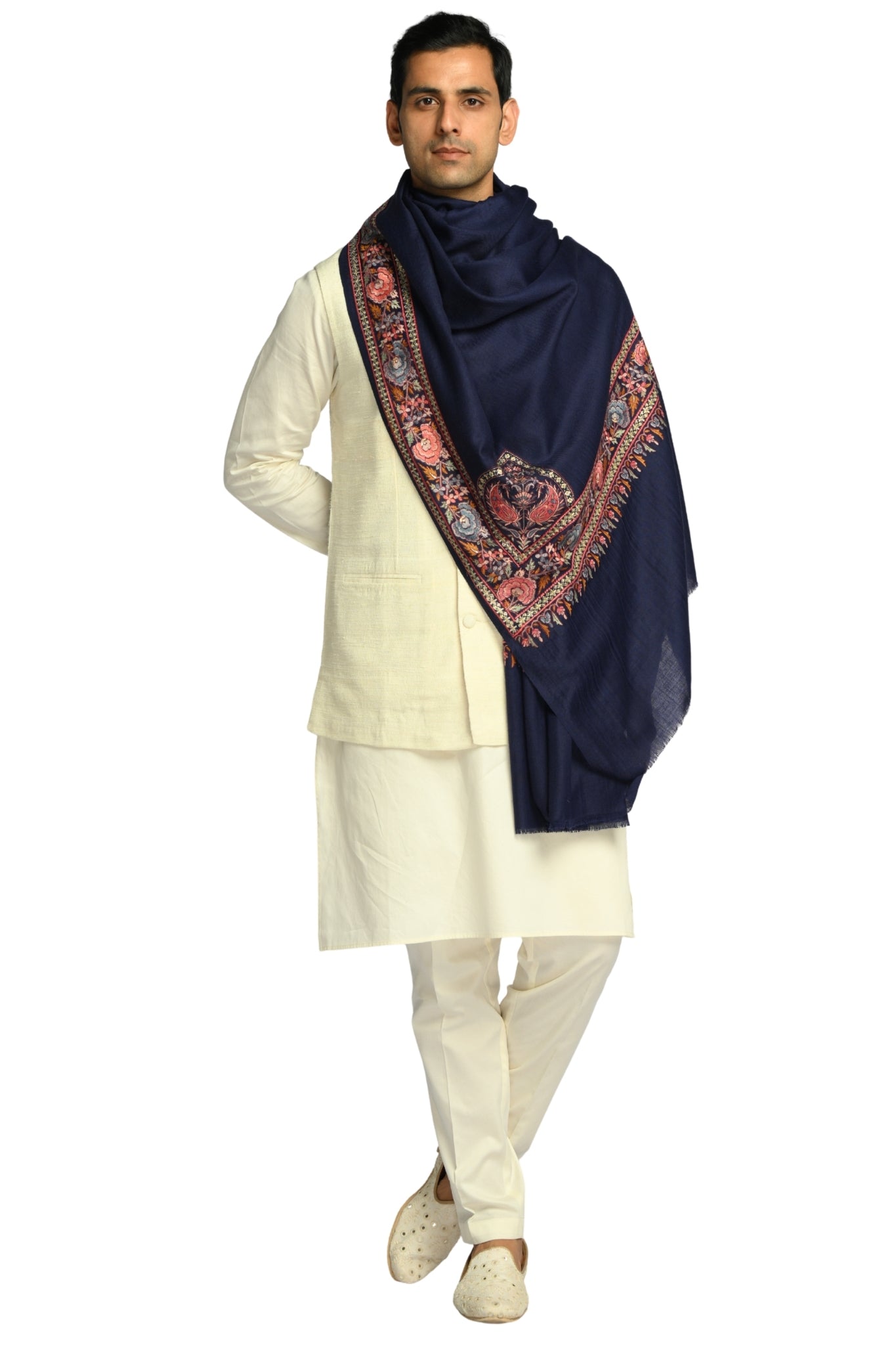 Taroob Sozni Floral Embroiderd Border Shawl