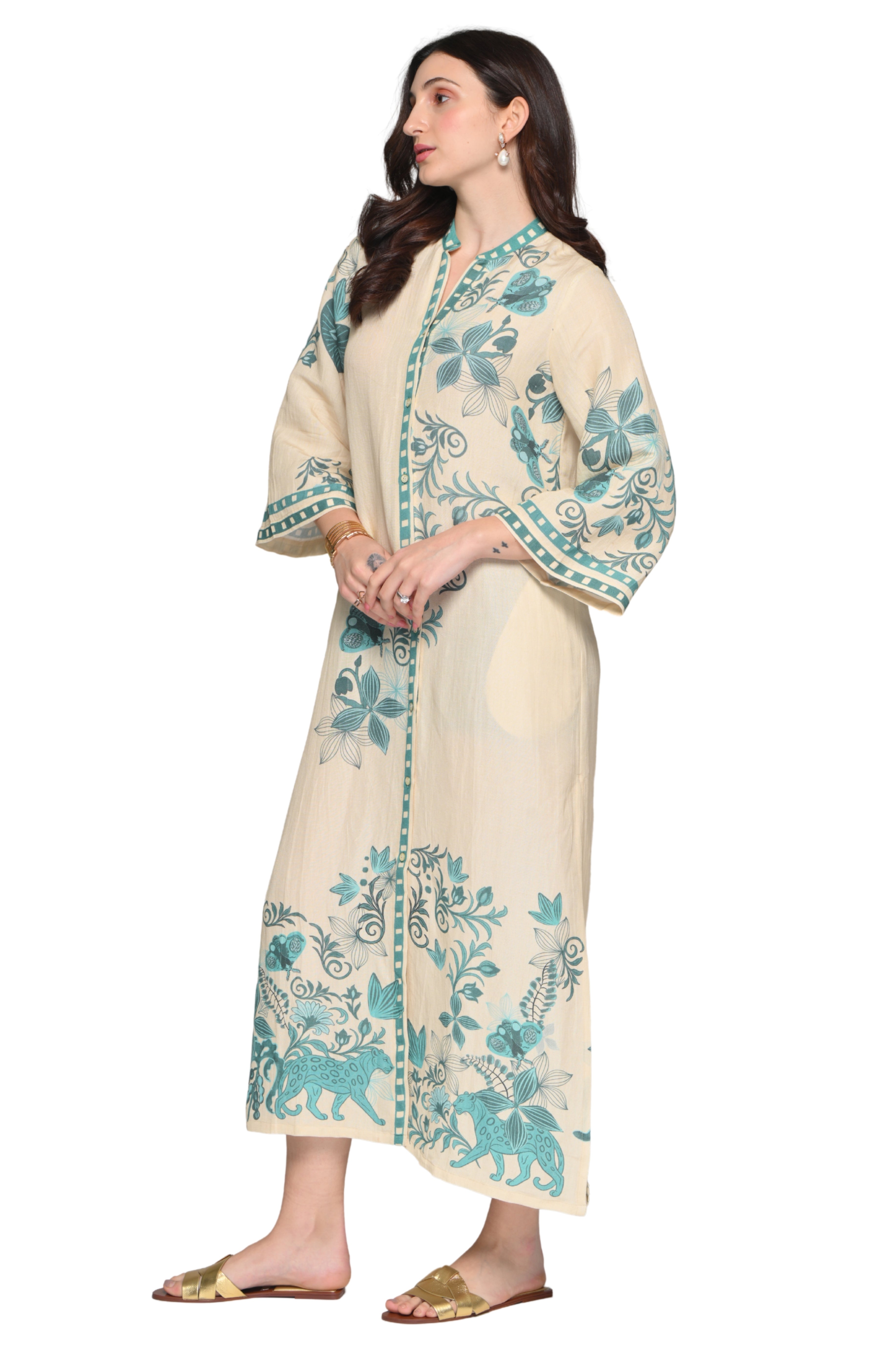 Taroob Panthera Petal Linen Maxi Dress