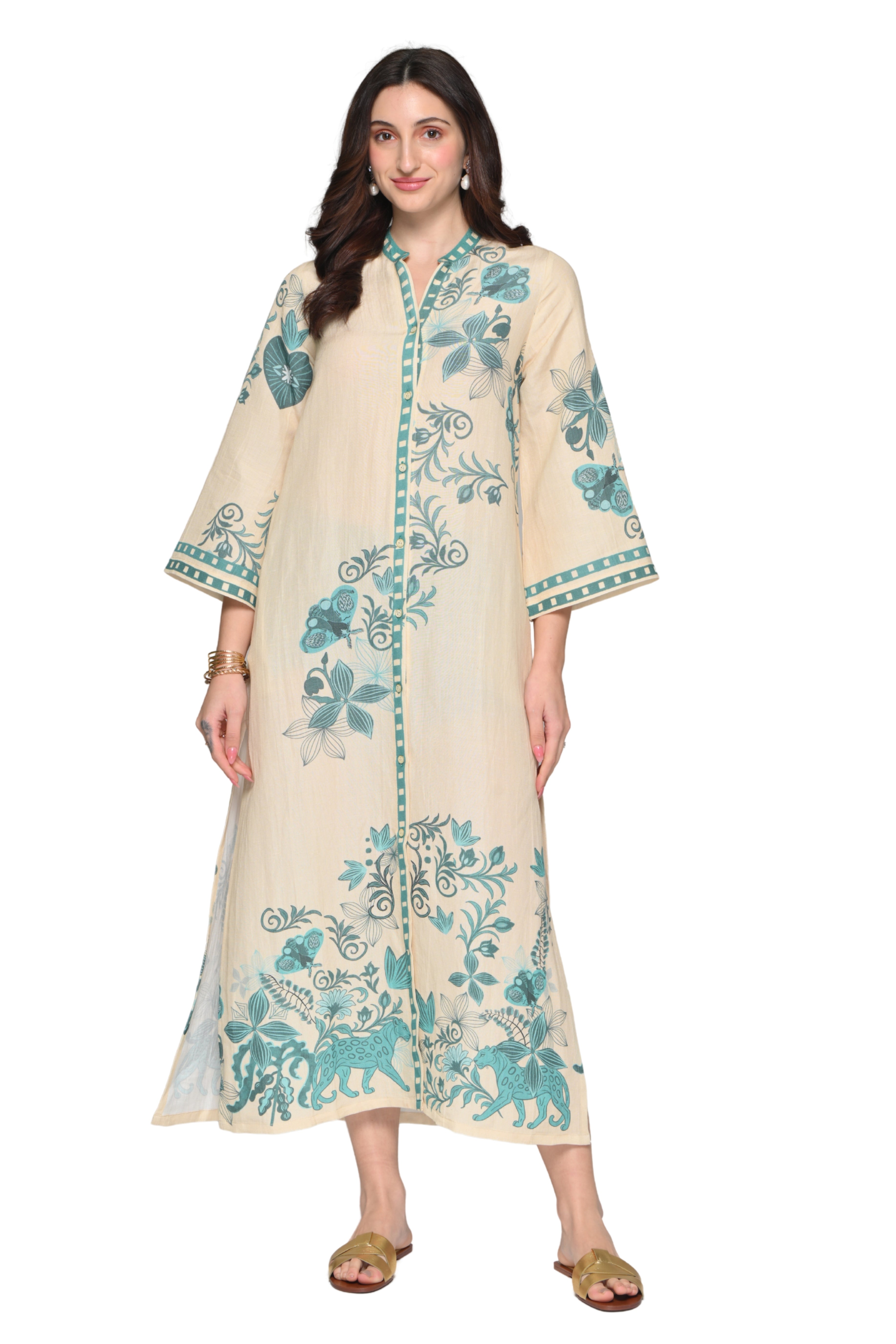 Taroob Panthera Petal Linen Maxi Dress
