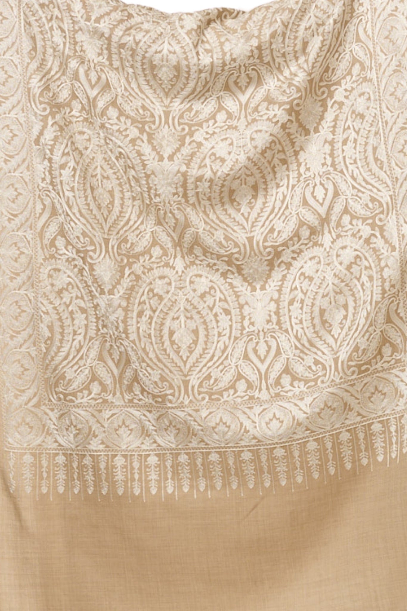 Taroob Tone on Tone Wool Silk Embroidered Stole