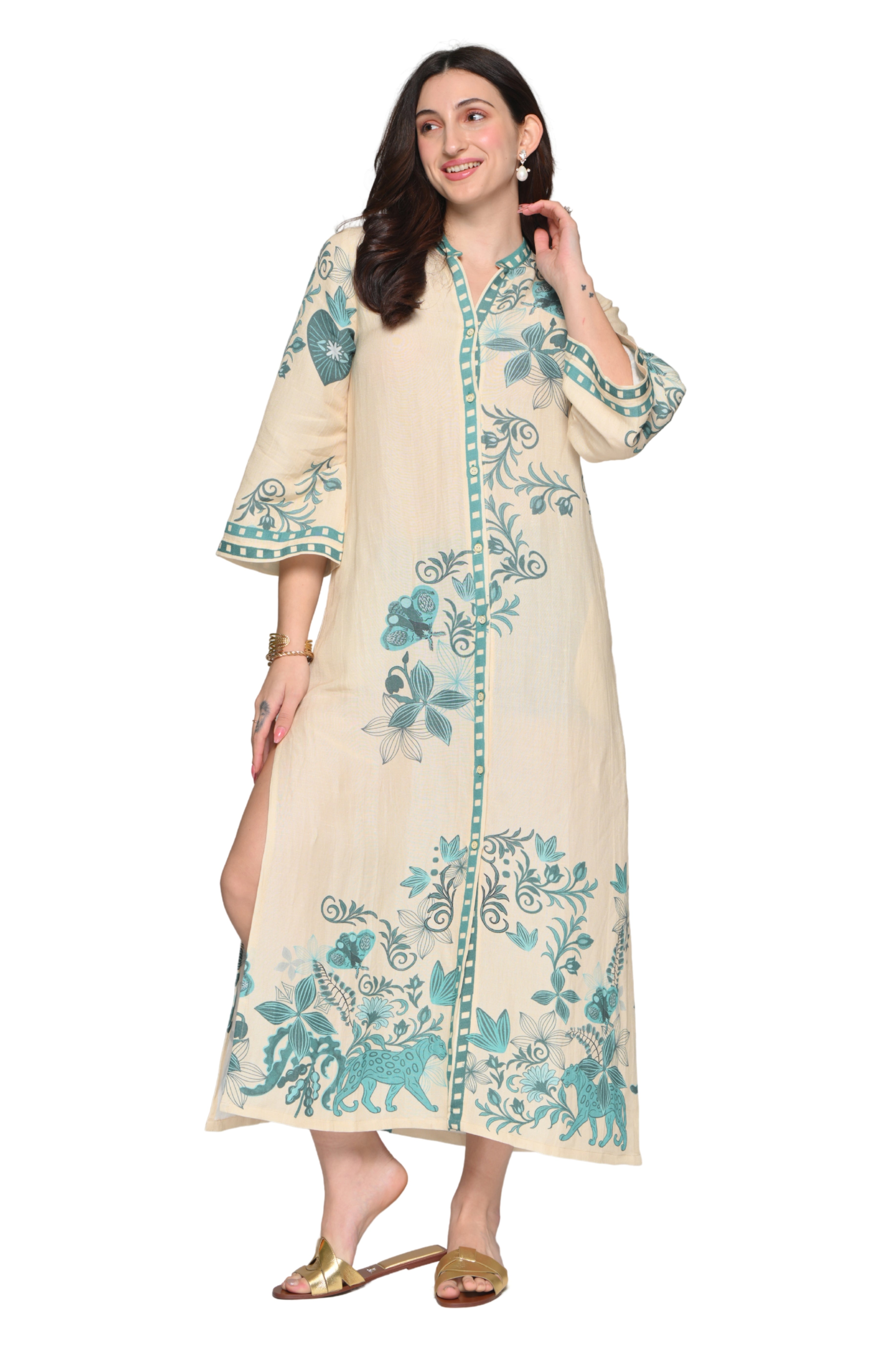 Taroob Panthera Petal Linen Maxi Dress