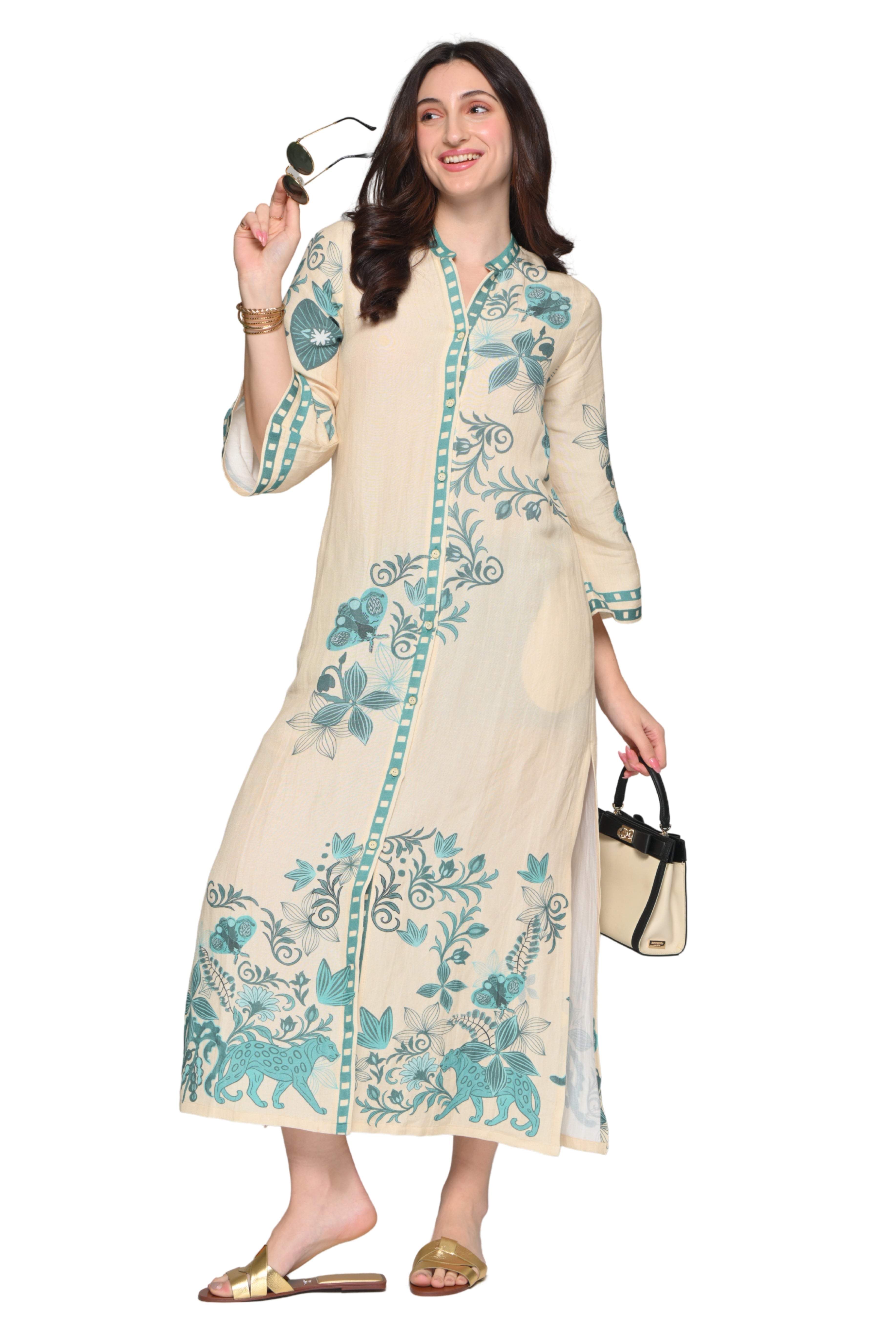 Taroob Panthera Petal Linen Maxi Dress
