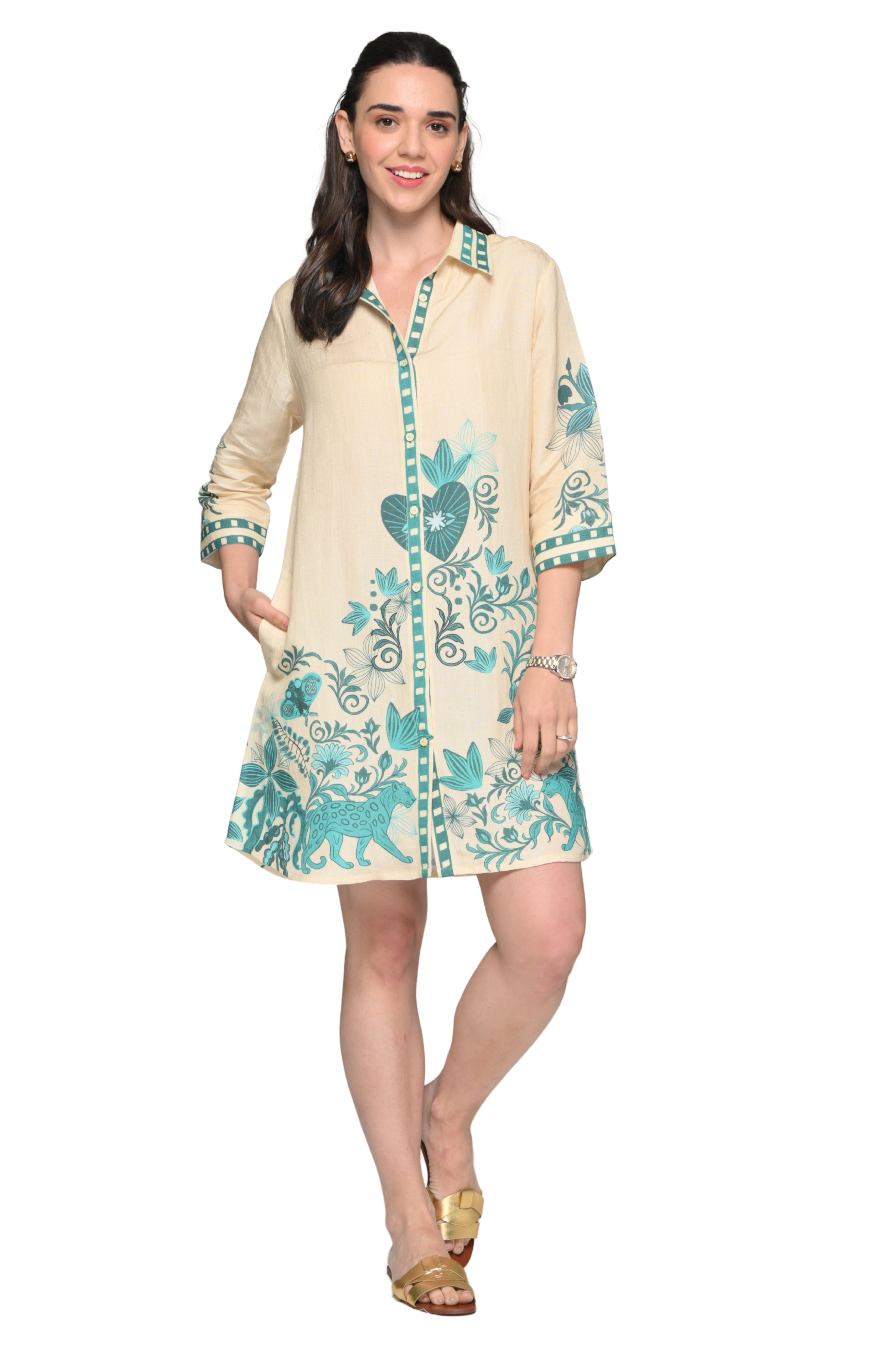 Taroob Panthera Petal Short Dress