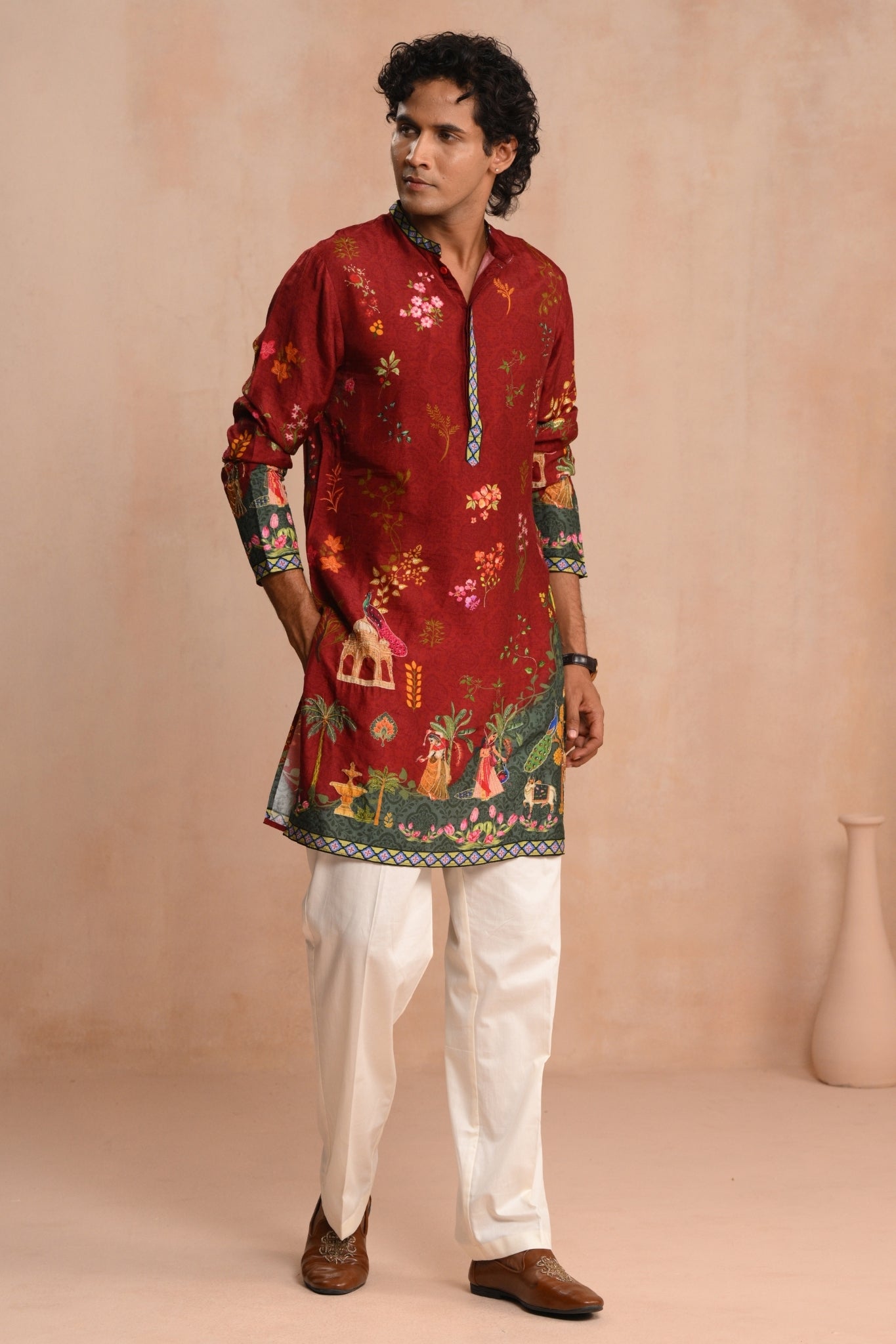 Dark Red Jashn-e-Bahar Embroidered Kurta Pajama Set