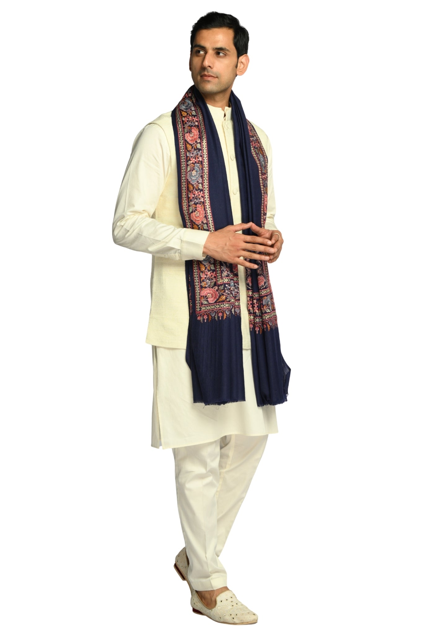 Taroob Sozni Floral Embroiderd Border Shawl