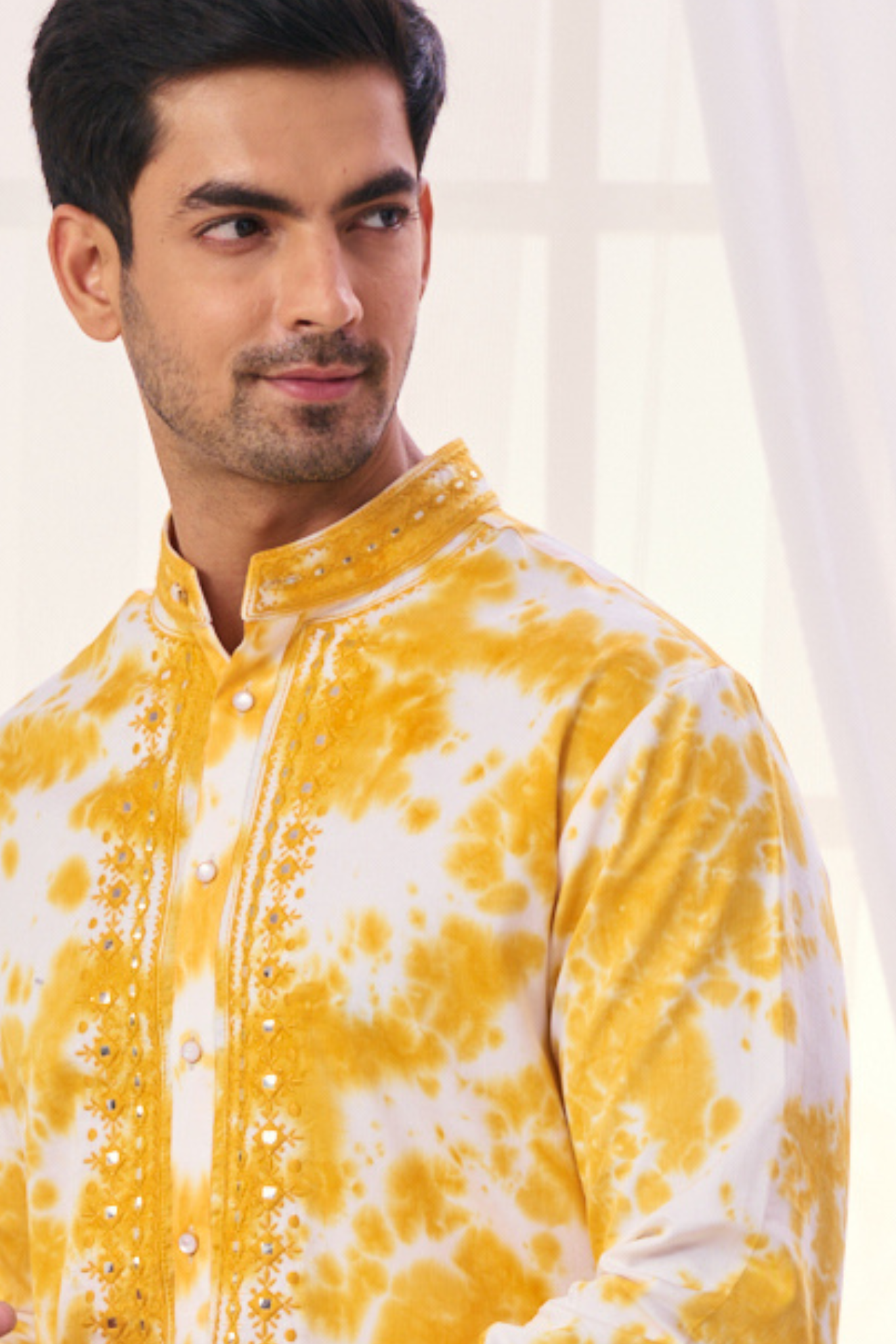 Taroob Hand Tie & Dye Mirror Work Kurta Pajama Set