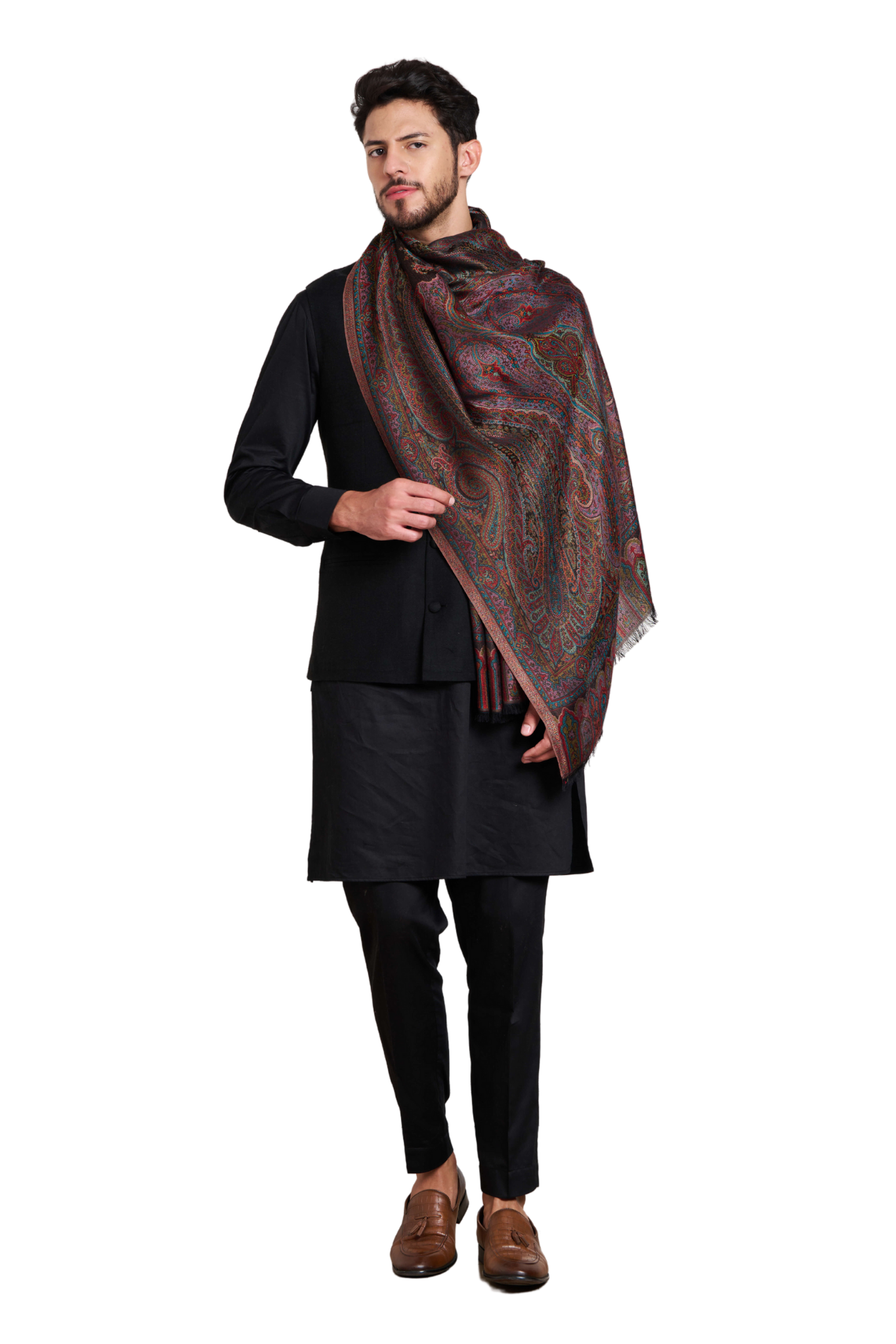 Taroob Men's Royal Super Soft Silk Jamawar Stole , Men's Scarf