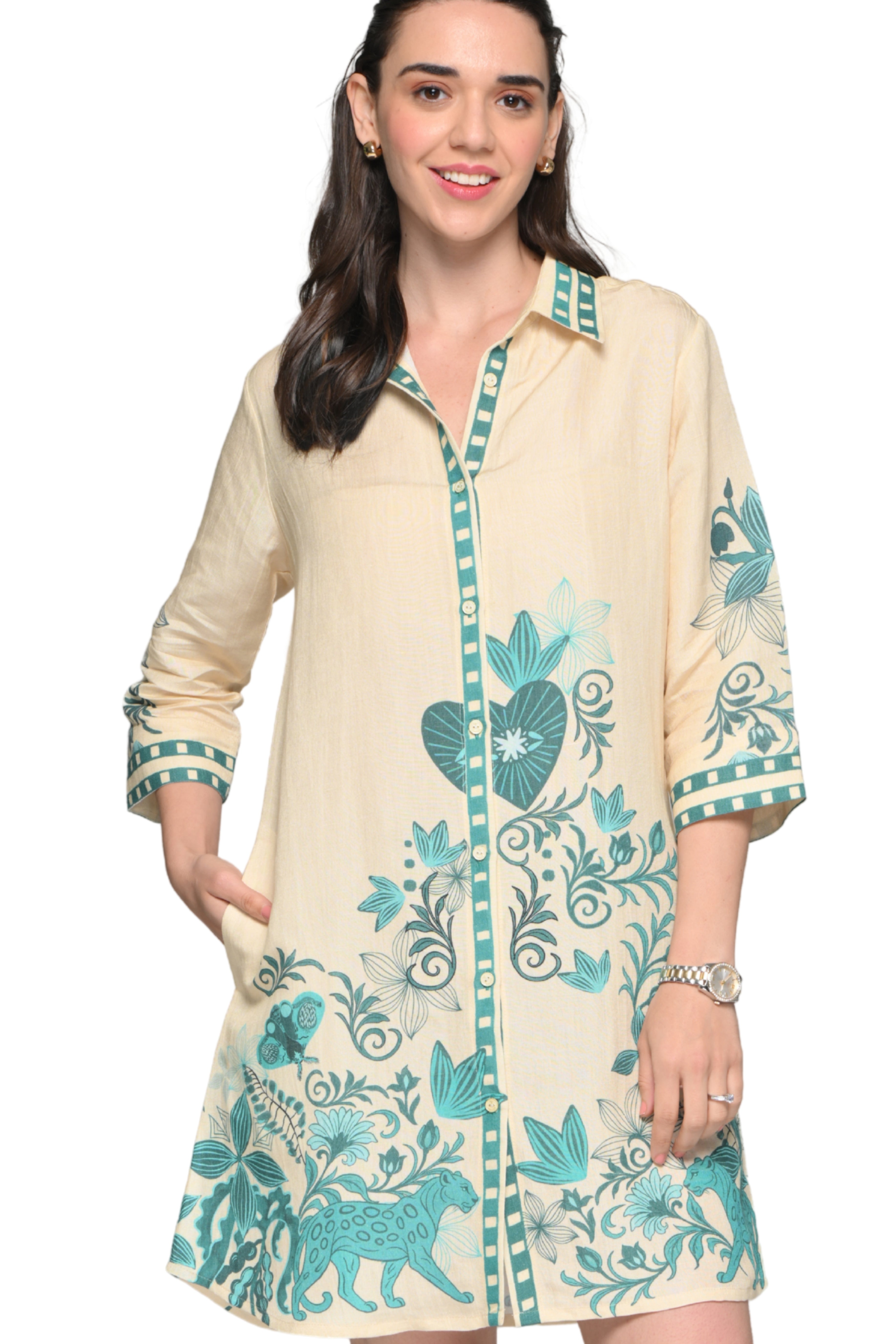 Taroob Panthera Petal Short Dress