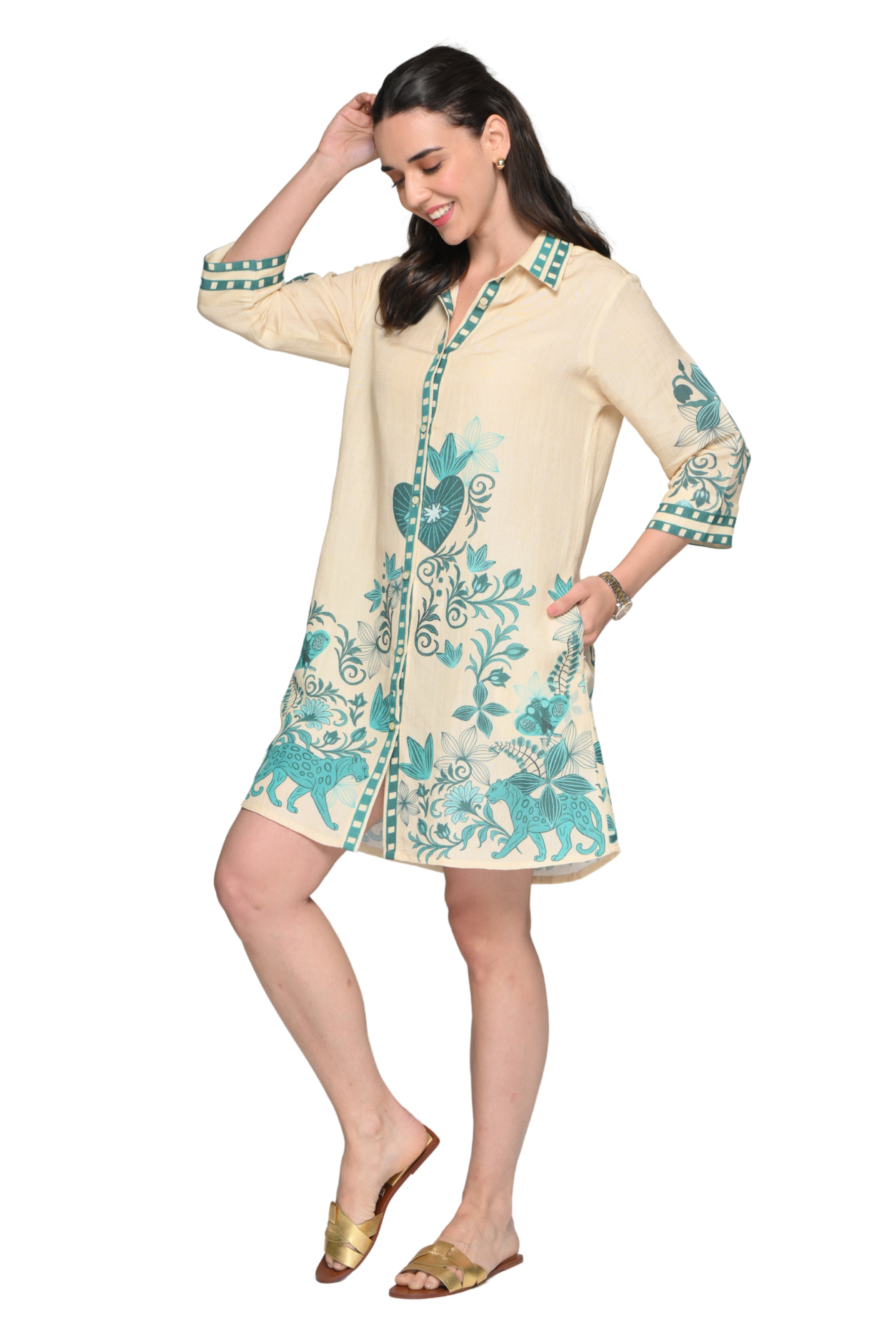 Taroob Panthera Petal Short Dress