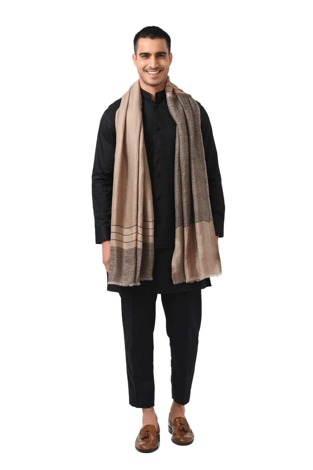 Taroob Gift Set of Striper Fine Wool Zari Stole for Him or Her ( Unisex Stole )