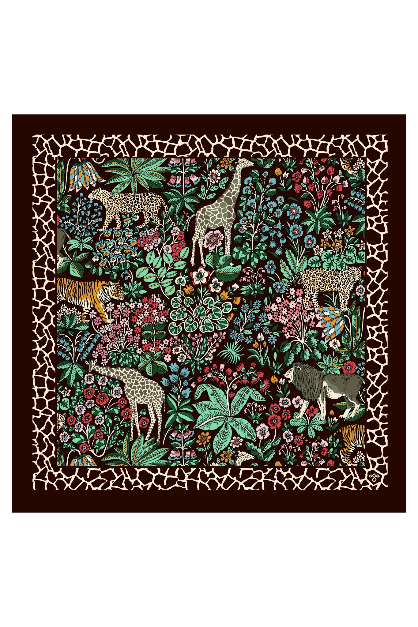 Brown Tropical Jungle Silk Satin Square Taroob