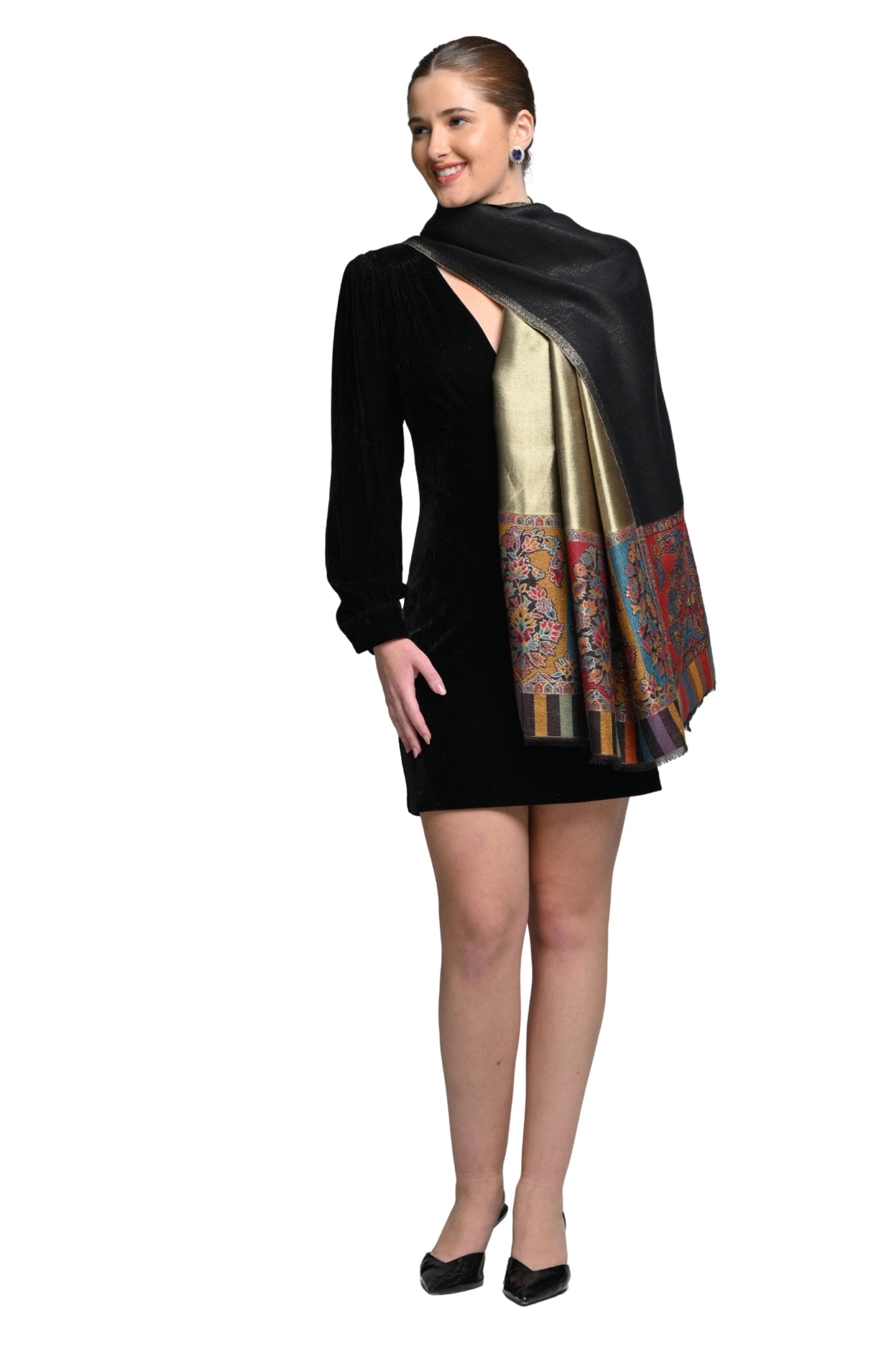 Taroob Border Kashmiri Resham Stole