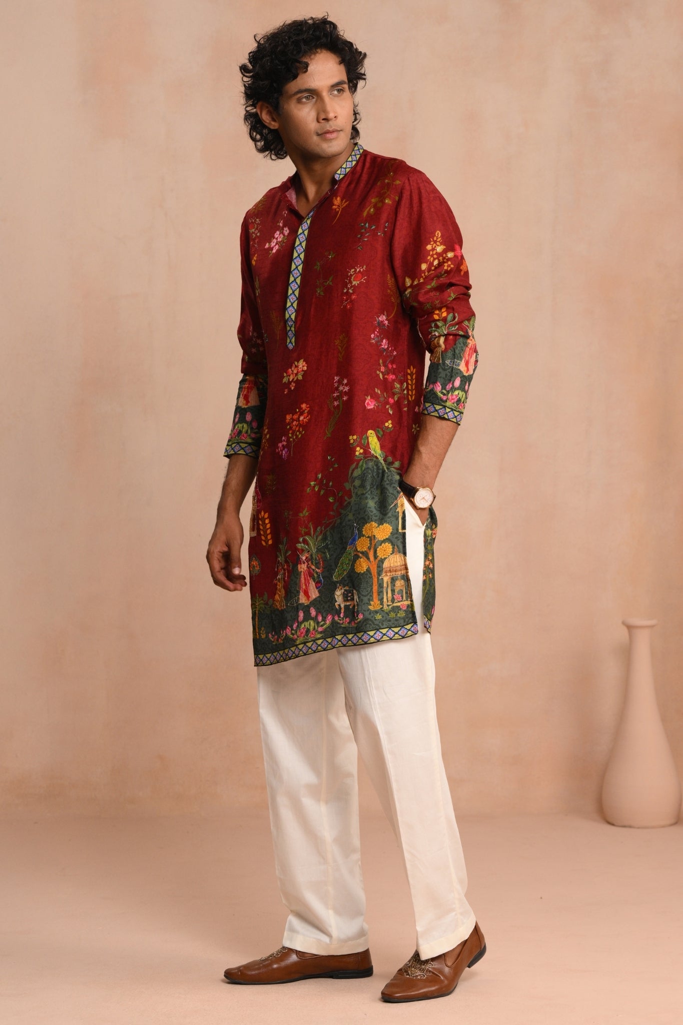 Dark Red Jashn-e-Bahar Embroidered Kurta Pajama Set