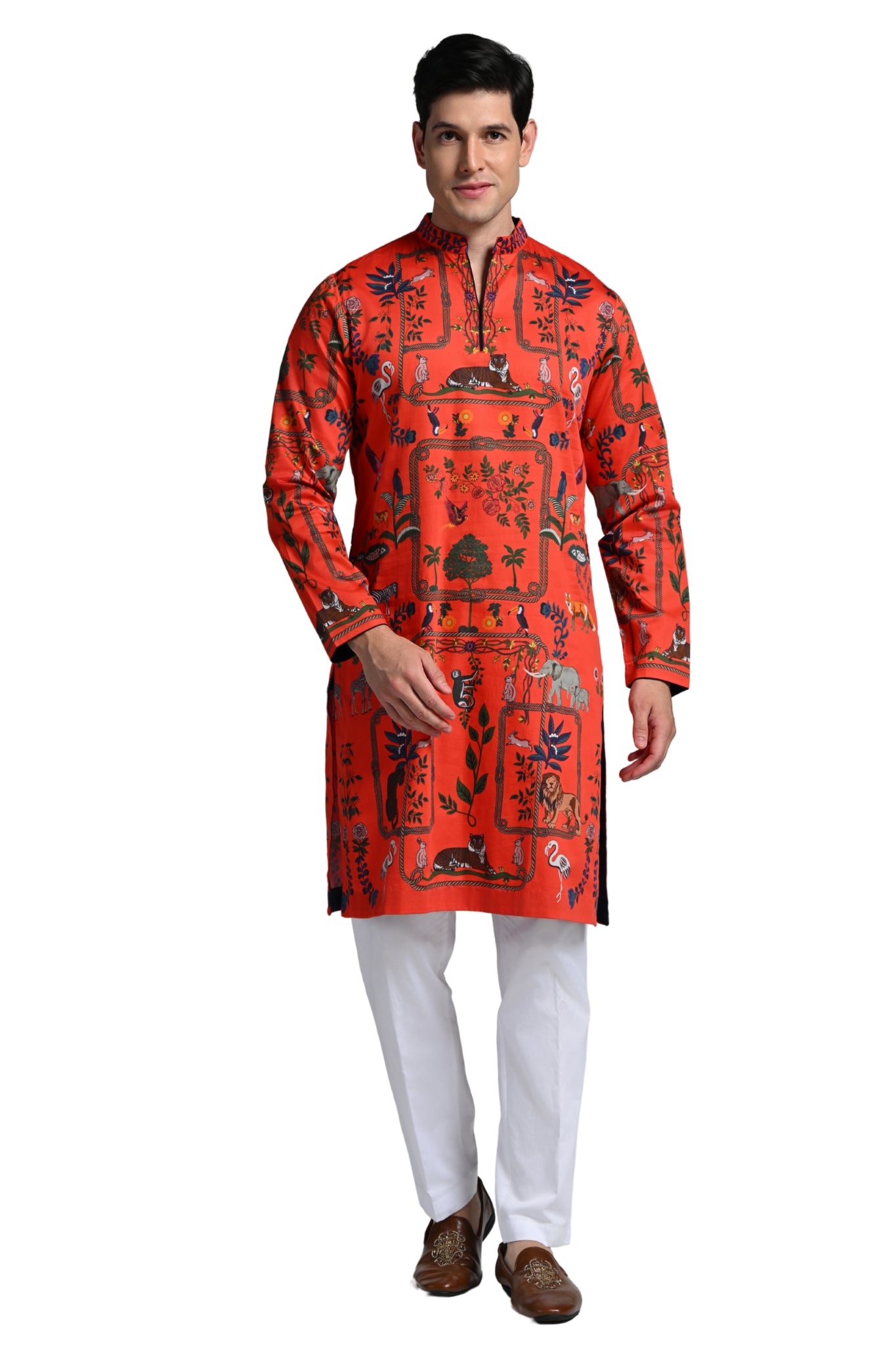 Printed Safari Kurta Pajama Set – Men's – Image 1 | Taroob