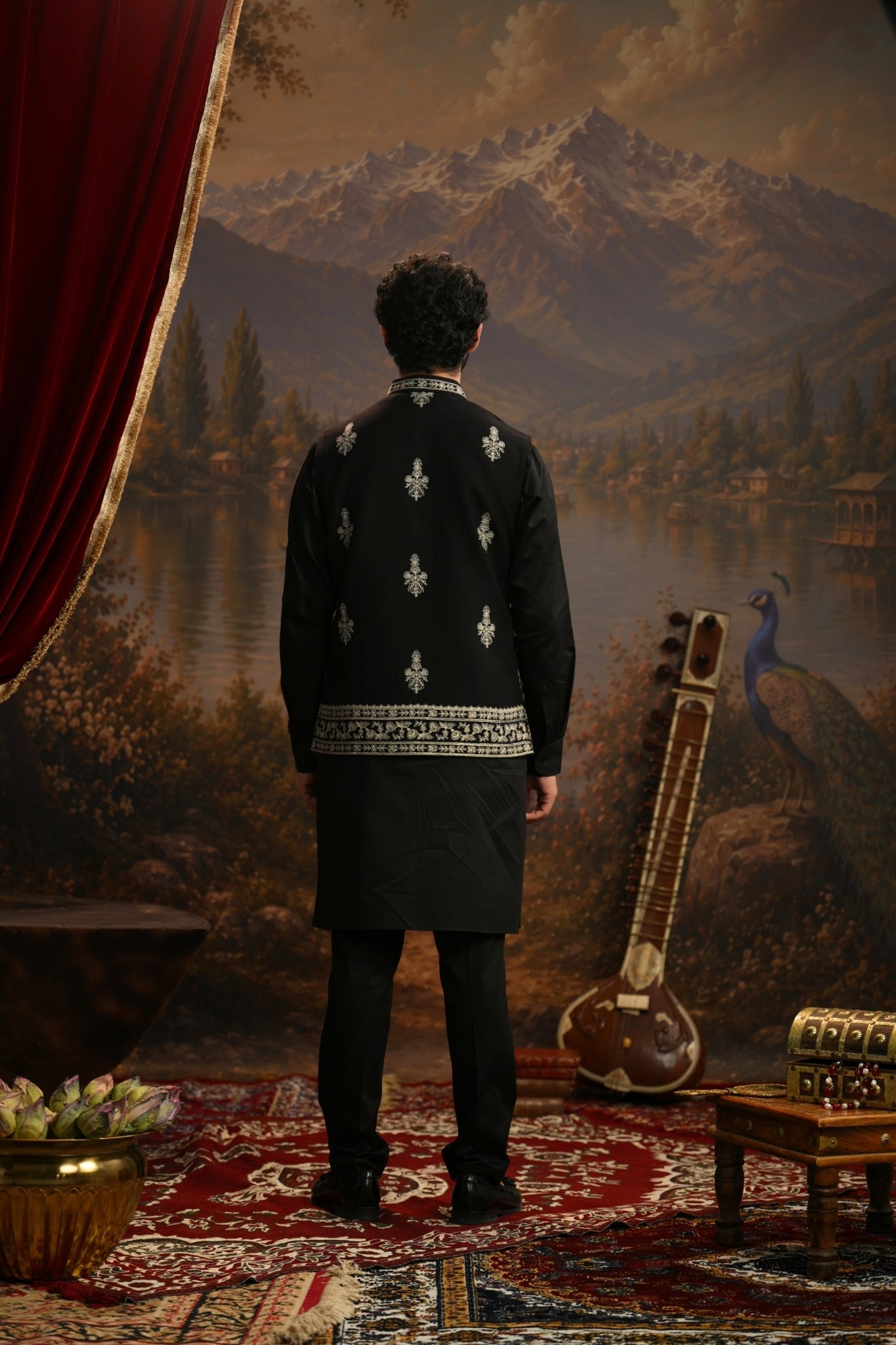 Black Shehzaad Embroidered  Nehu Jacket Taroob