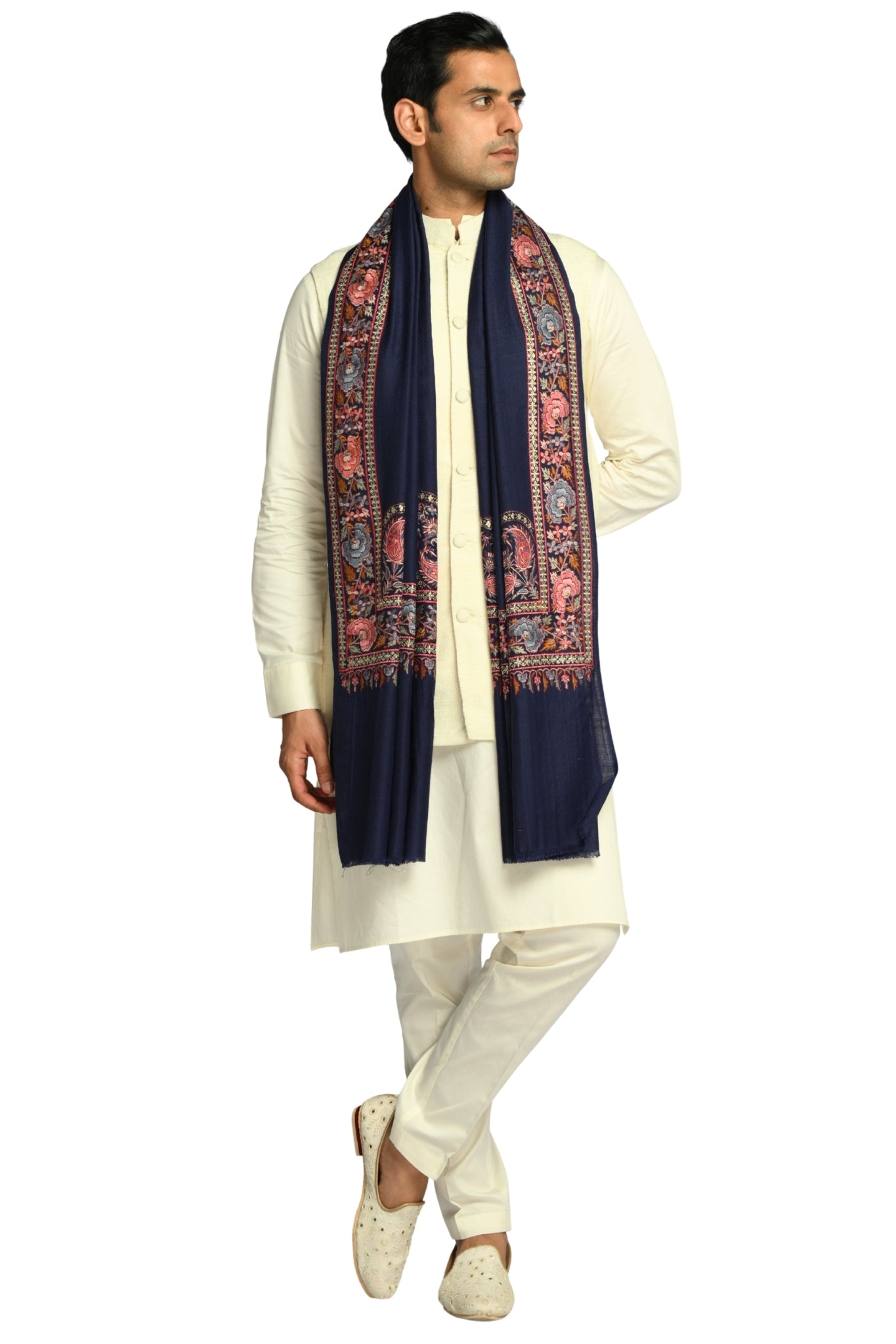 Taroob Sozni Floral Embroiderd Border Shawl