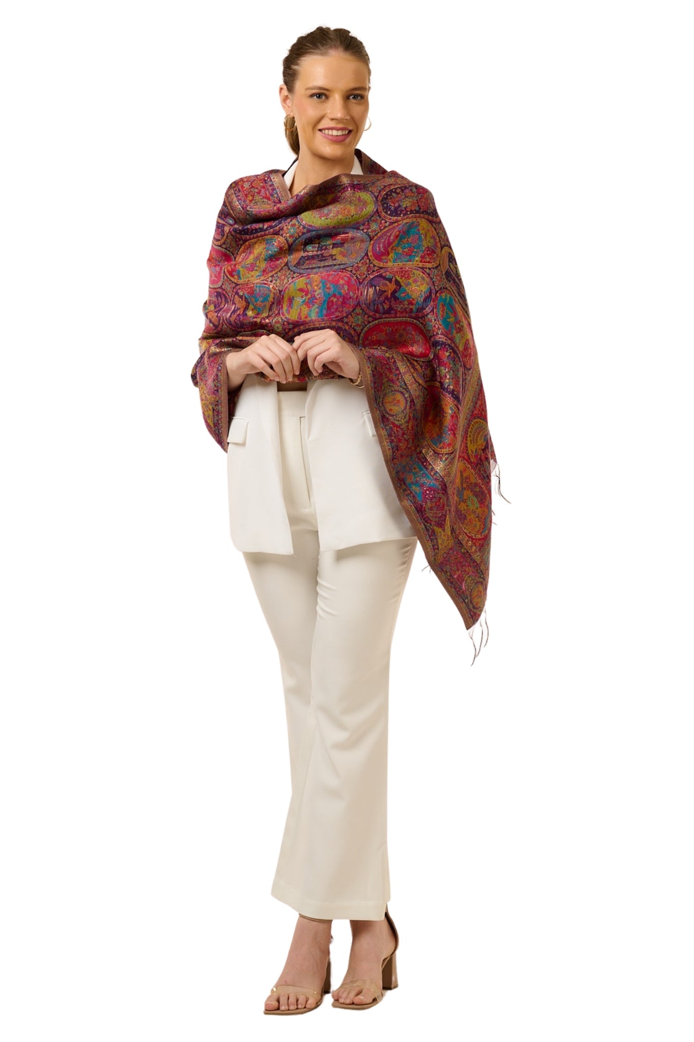 Taroob Wool Silk Kashmiri Kaani Dupatta Stole