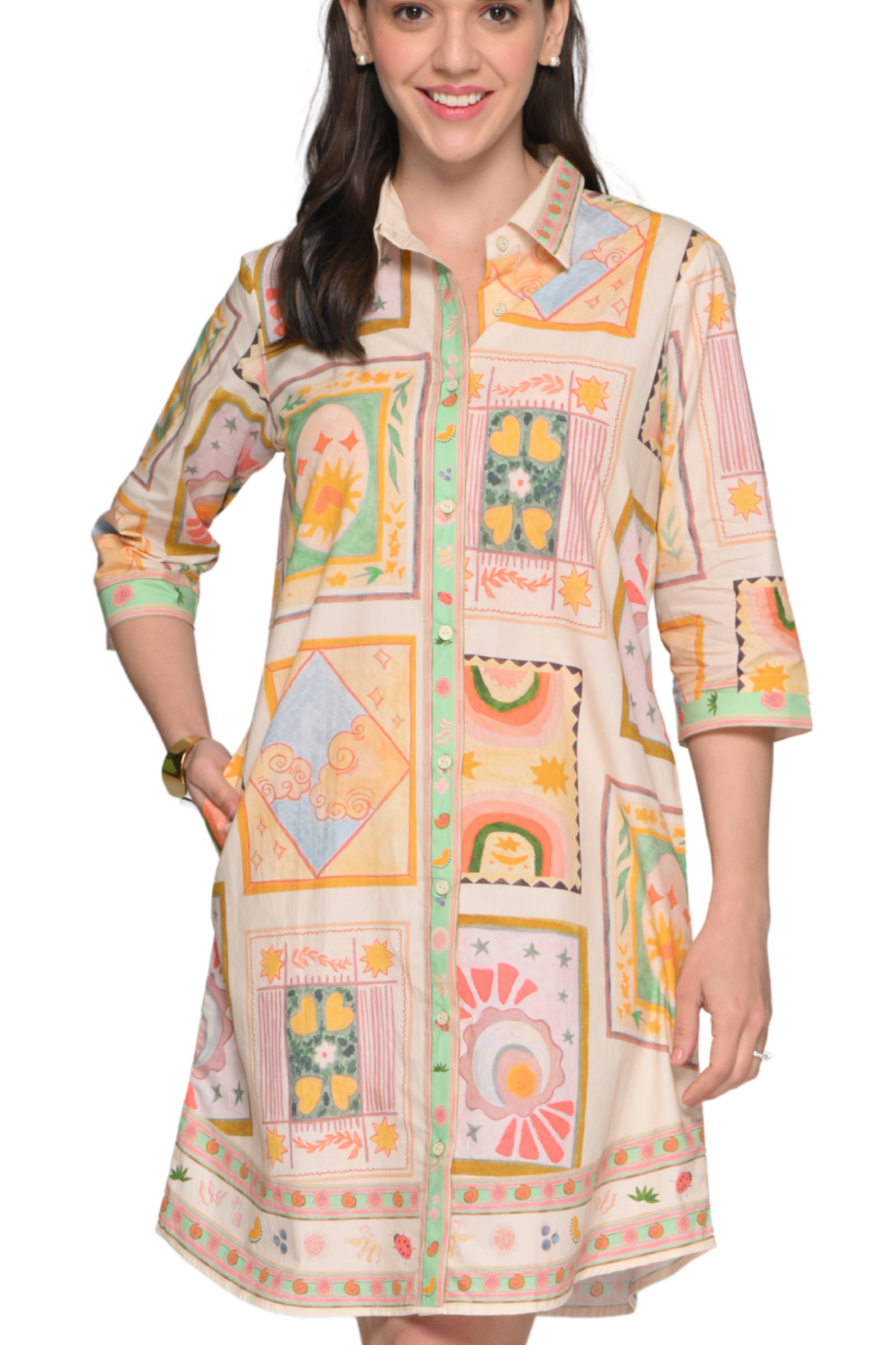 Taroob Skies & Sorbet Poplin Dress