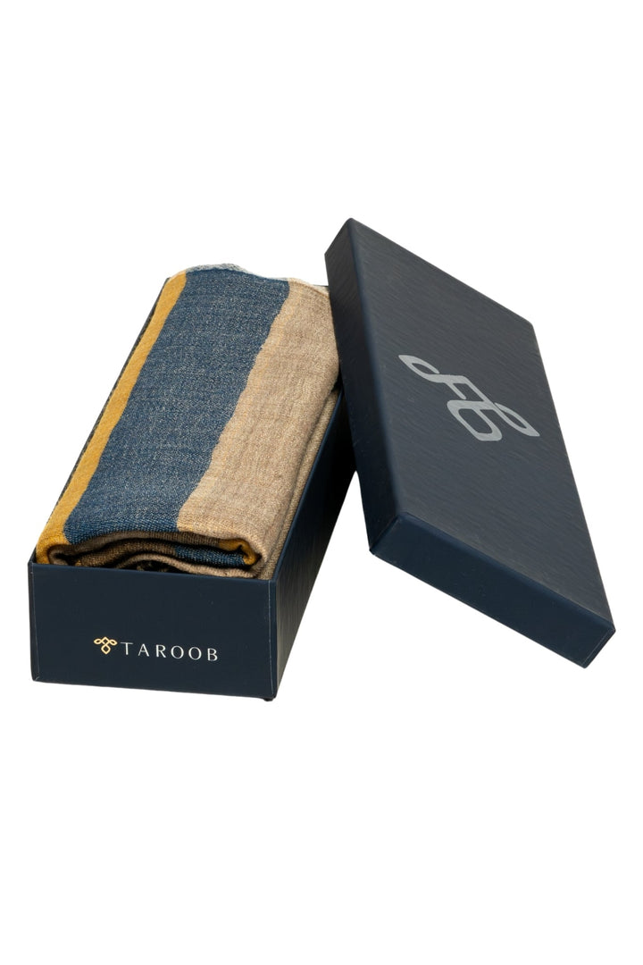 Taroob Gift Set of Unisex Bold Striper Wool Zari Stole  for Him or Her