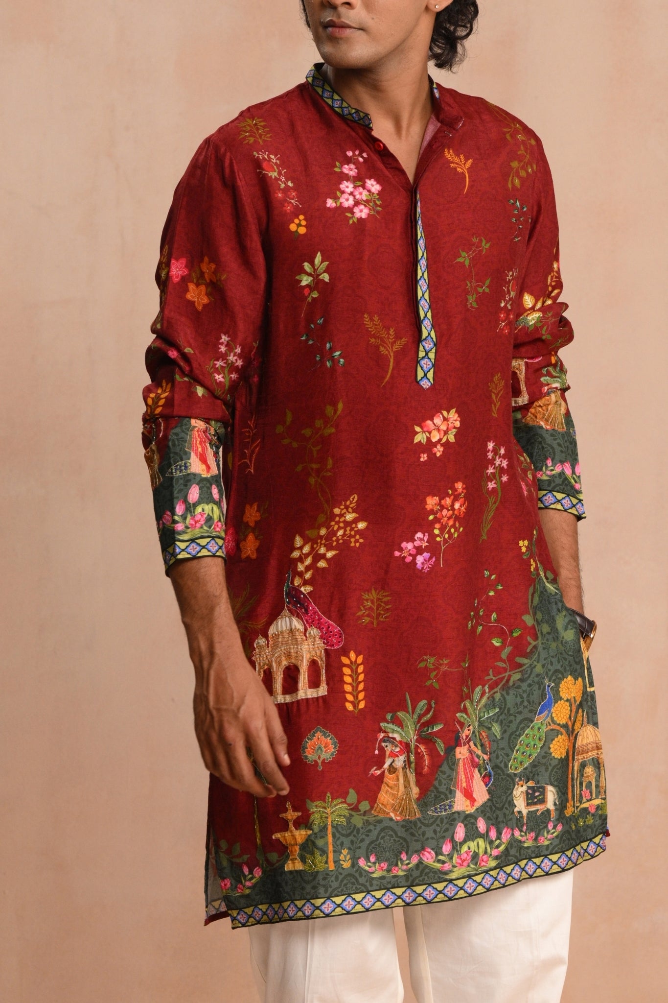 Dark Red Jashn-e-Bahar Embroidered Kurta Pajama Set