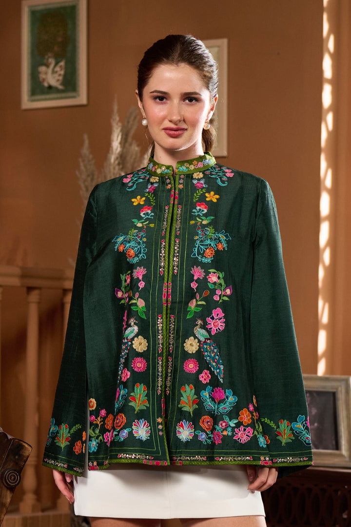 Taroob Dancing Feathers Kalamkari Cape