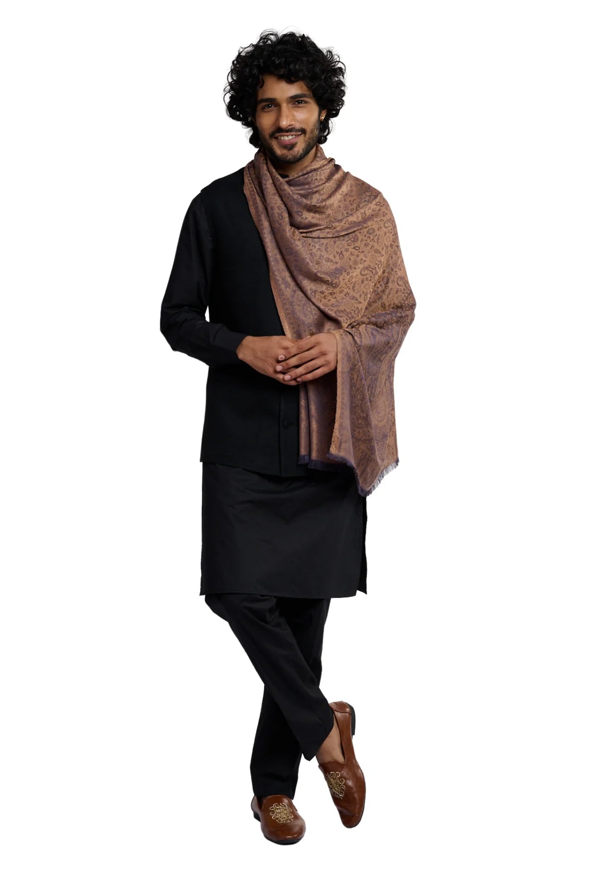 Taroob Gift Set of Superfine Modal Stole for Him & Faux Pashmina Jamawar Shawl for Her