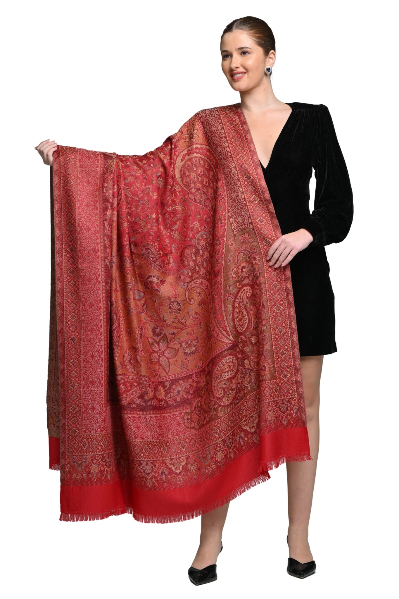Taroob Faux Pashmina Antique Jamawar Shawl