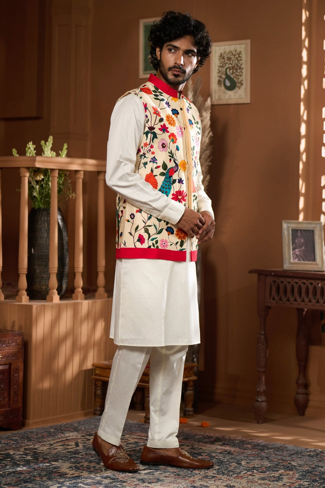 Taroob Bageecha Printed Nehru Jacket