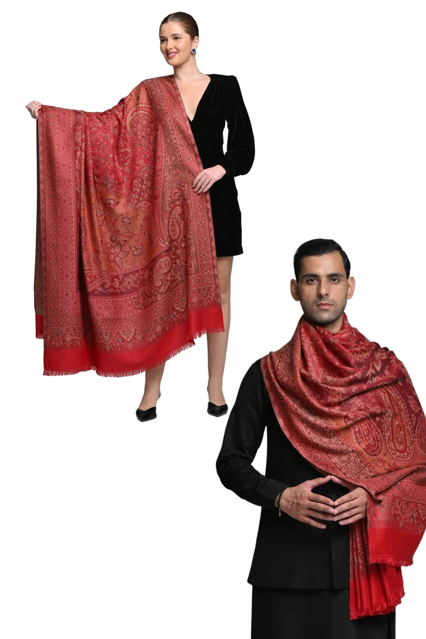Taroob Gift Set of Unisex Jamawar Shawl for Him or Her