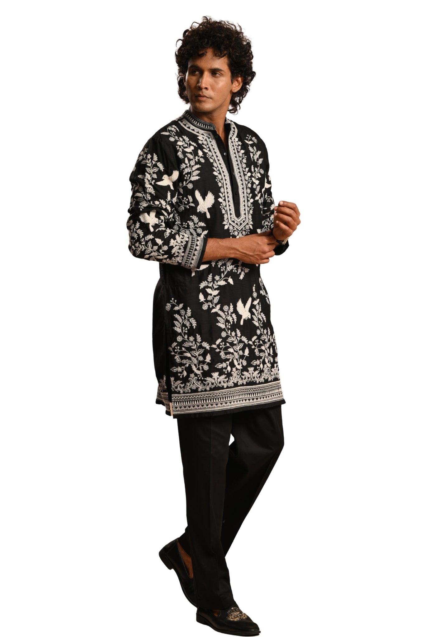 Black Shalimar Hand Embroidered Kurta Pajama Set
