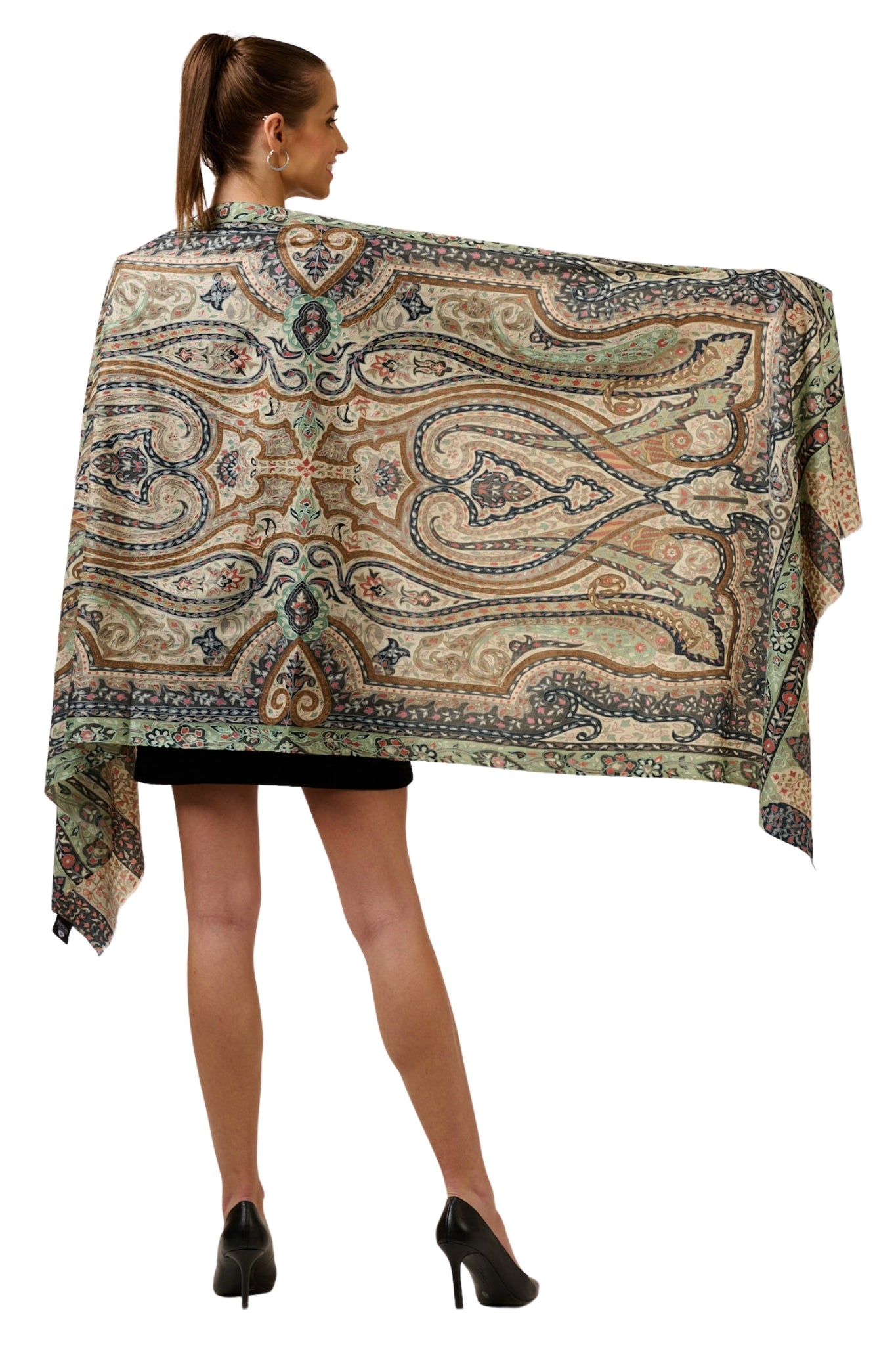 Taroob Splendid Paisley Wool Kalamkari Stole