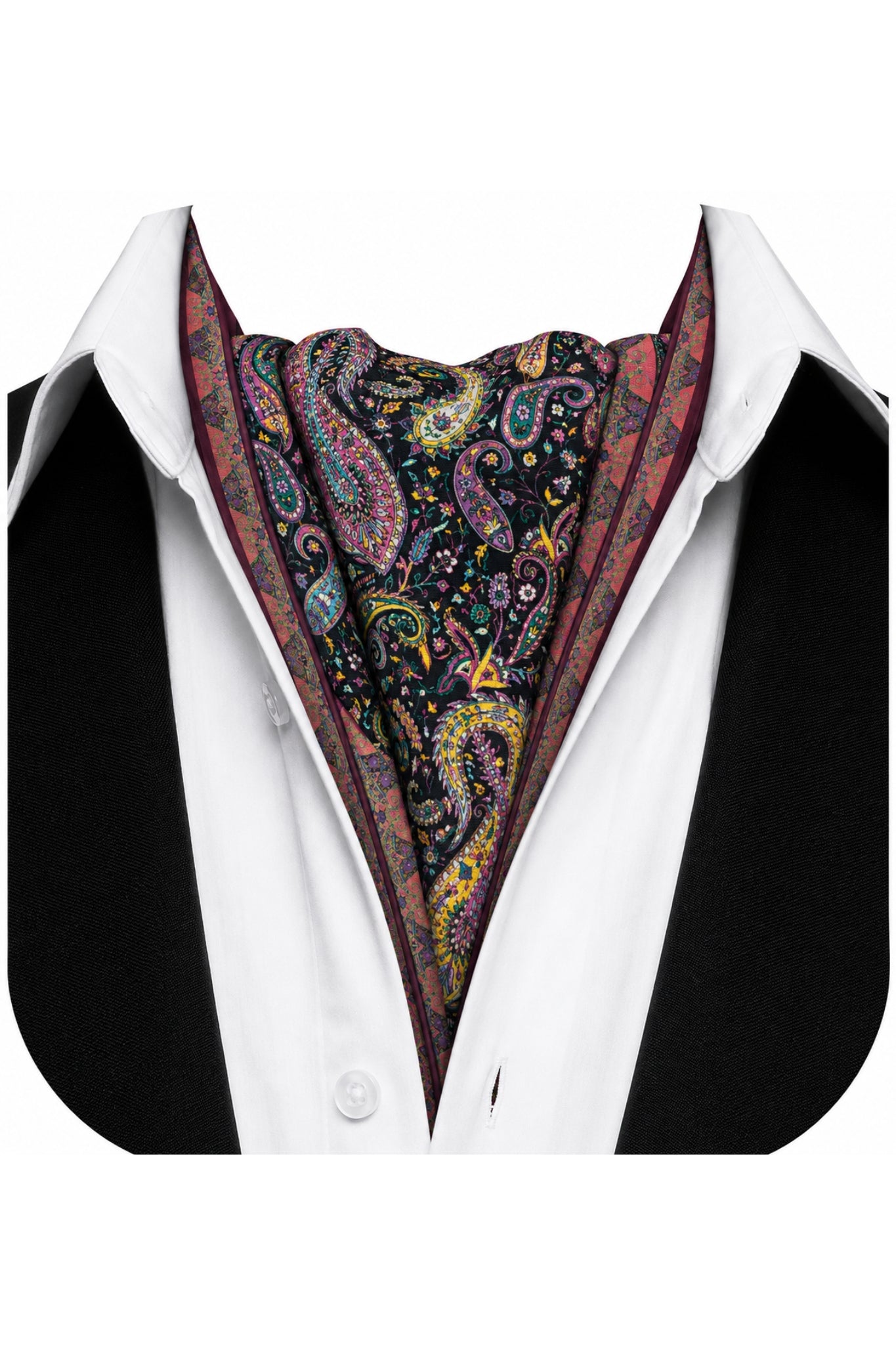 Taroob Premium Silk Satin Rich Paisley Cravat, Men’s Neck Tie