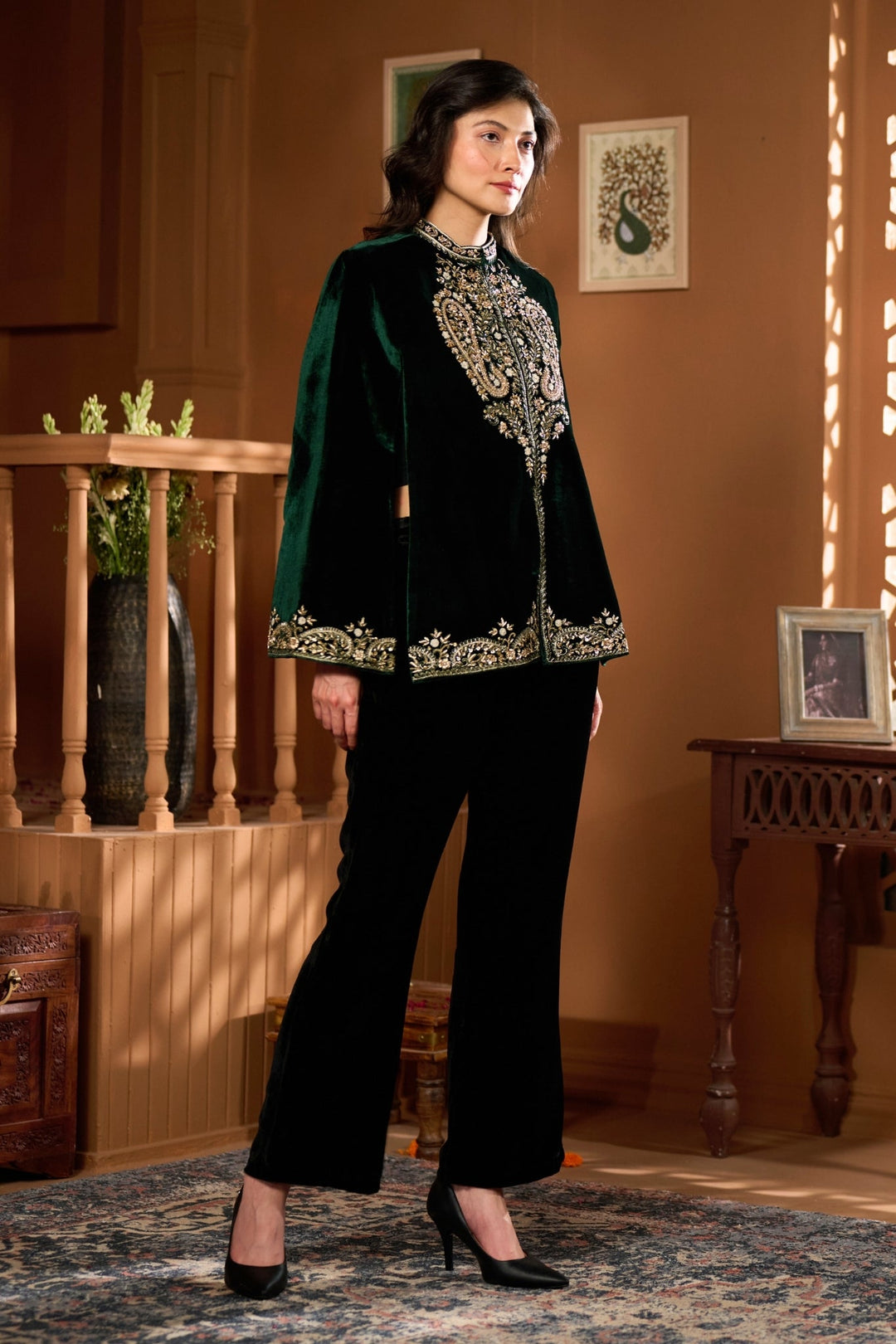 Taroob Velvet  Embroidered Zewar Cape